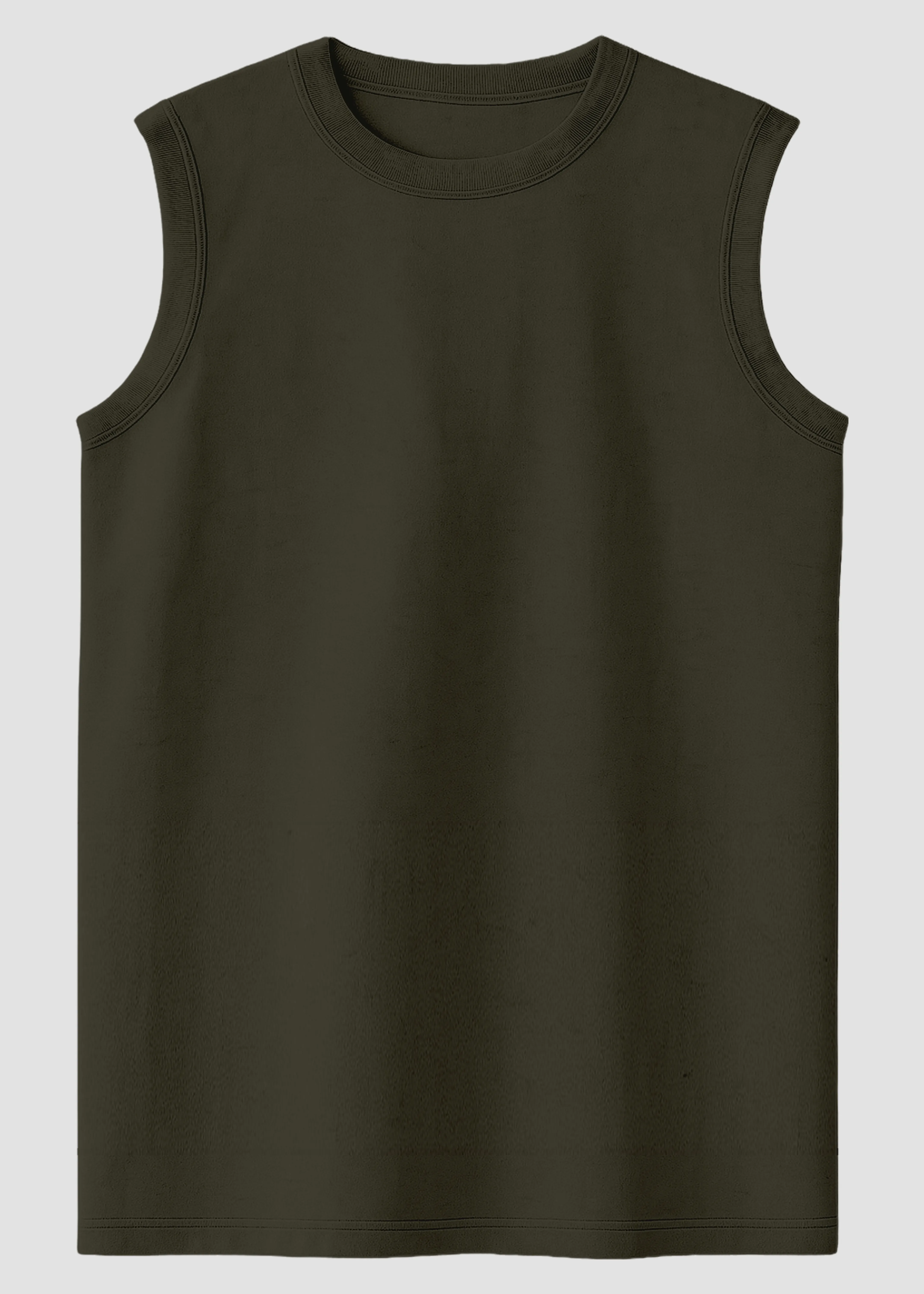 Breathable Look Denim combination Olive Green Men's Sleeveless T-Shirt | MS36