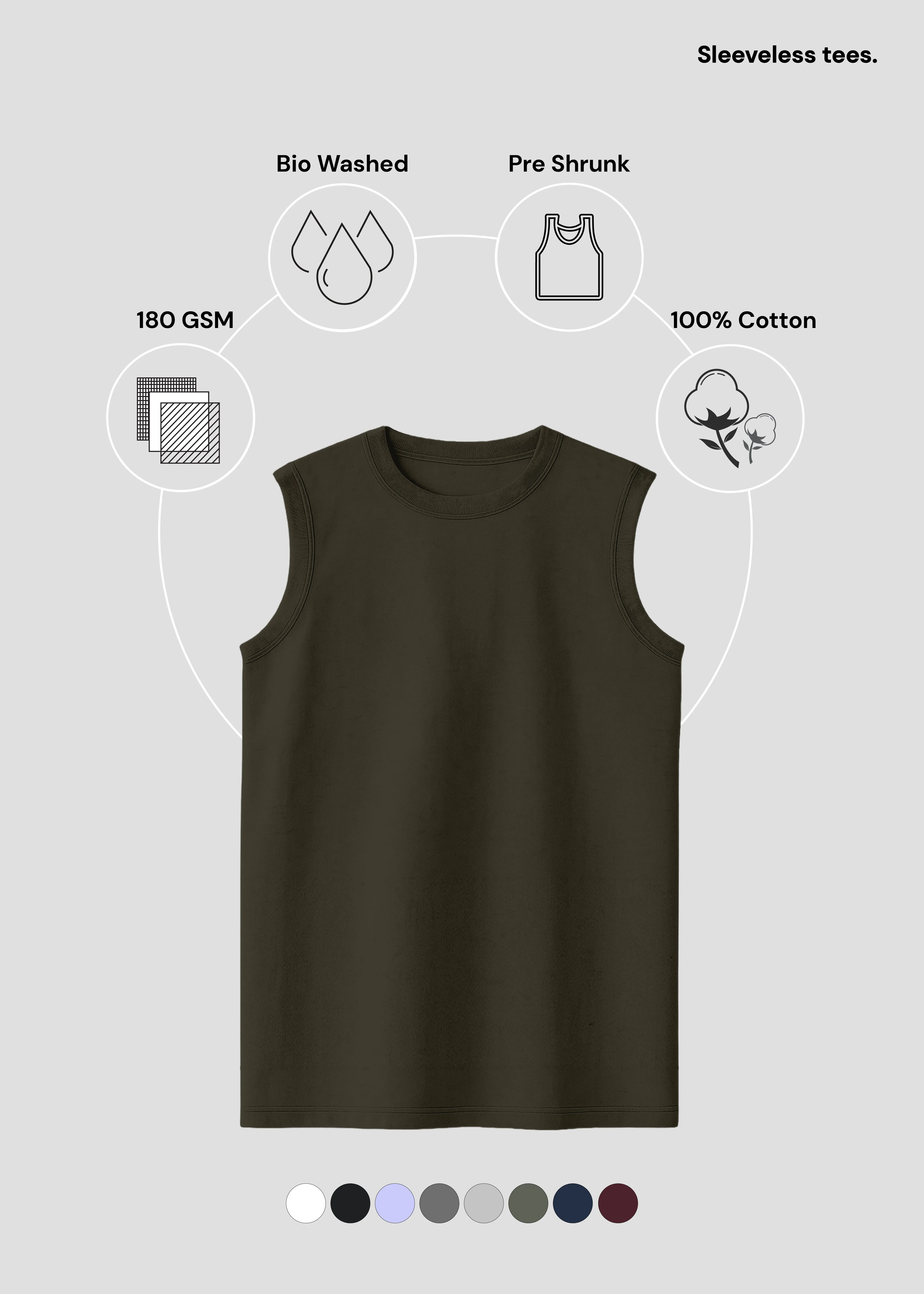 Olive Green Men's Sleeveless T-Shirt | MS36 AntiStatic Properties