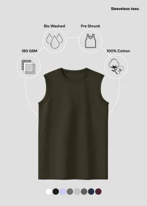 Olive Green Men's Sleeveless T-Shirt | MS36 AntiStatic Properties