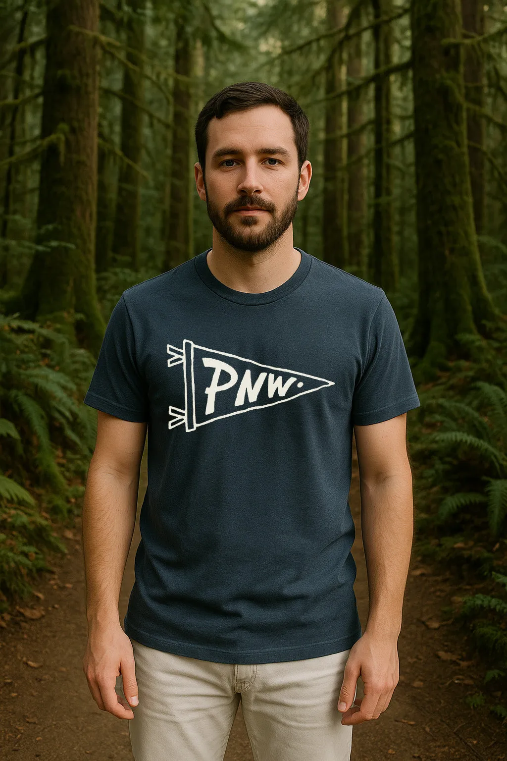 Active Style Trend Fresh Comfort Style PNW Pennant Tee-Navy