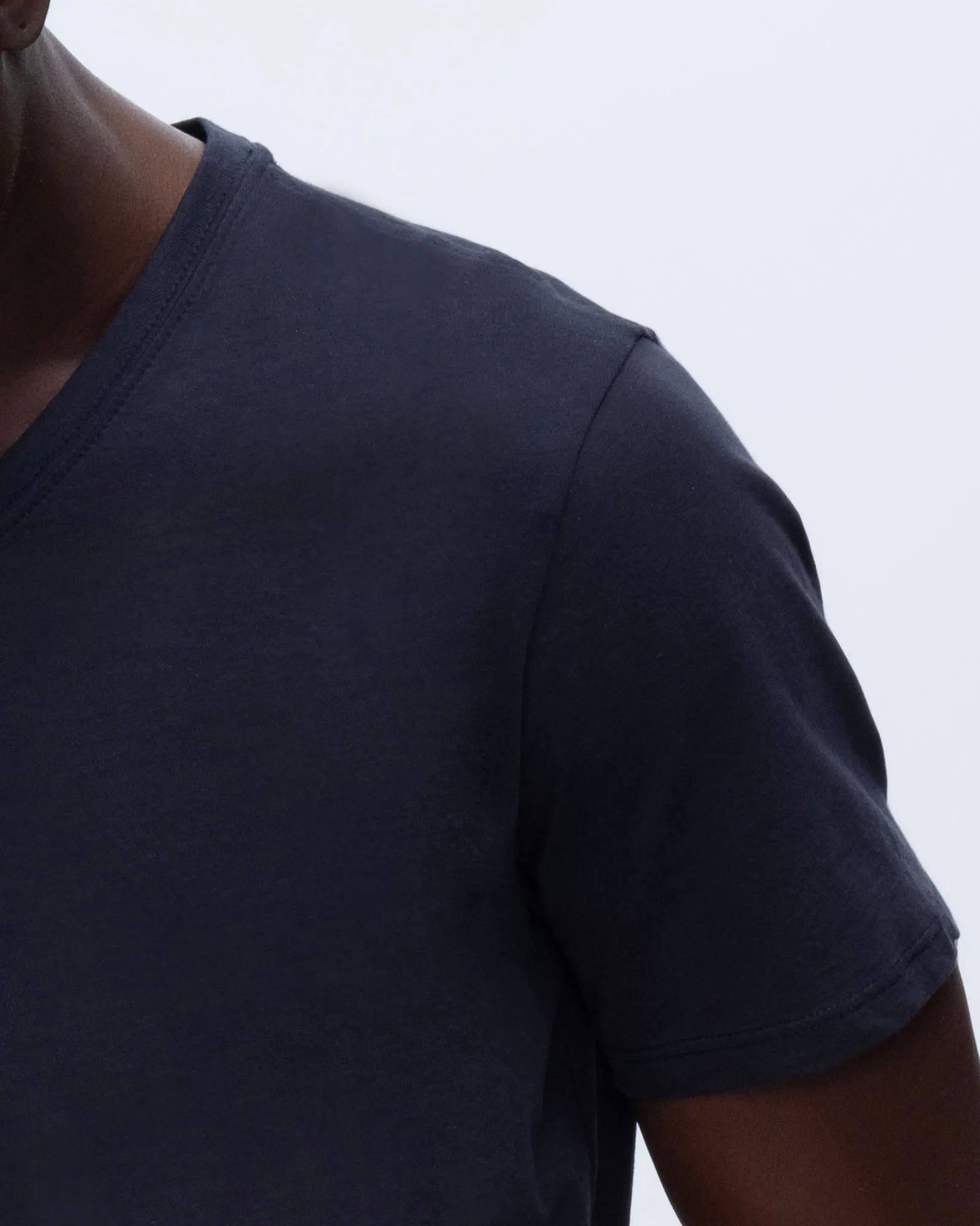 Classic Jersey V-Neck Tee - Midnight Micro Perforation Casual Ease