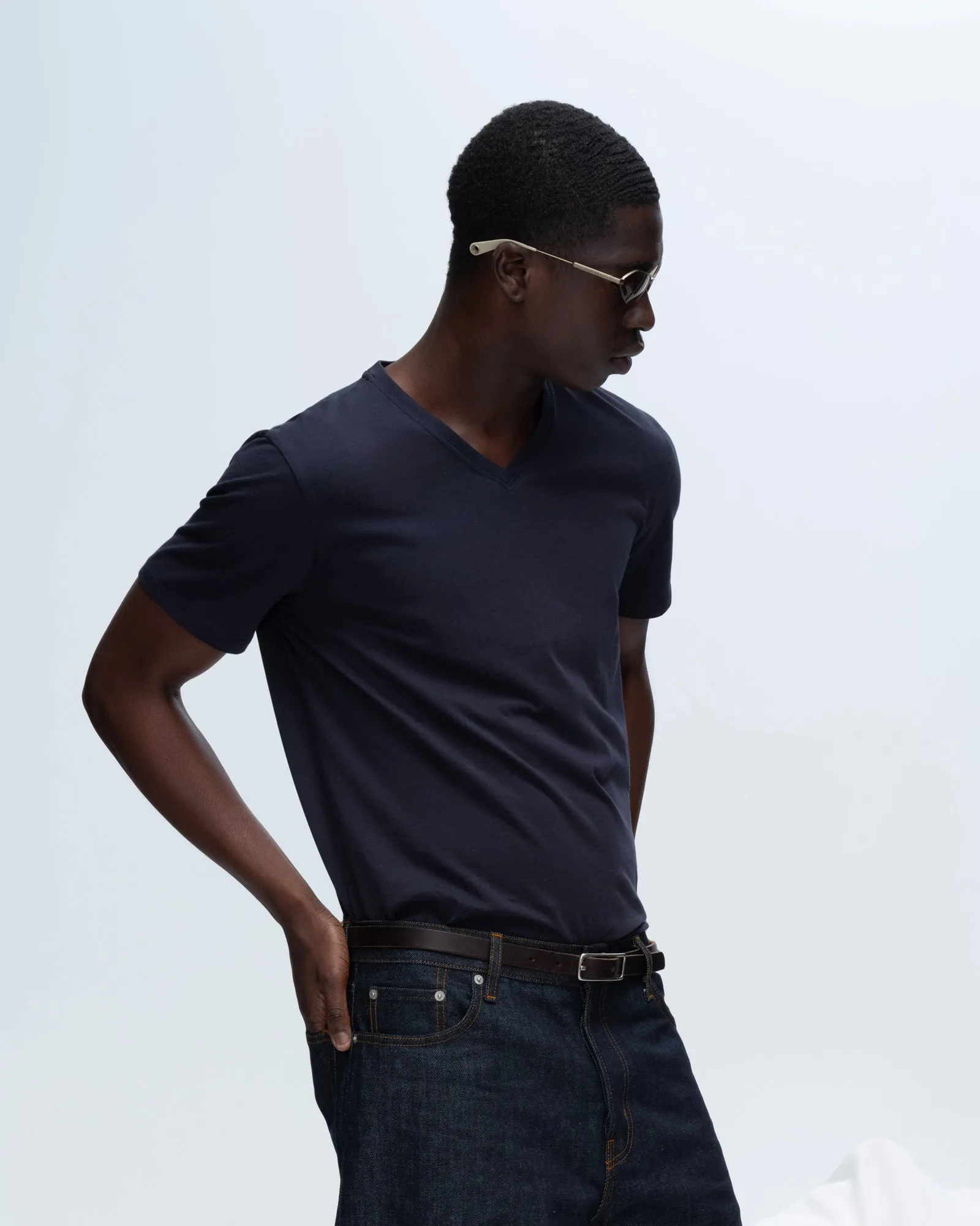 Classic Jersey V-Neck Tee - Midnight Fashion Ready Relaxed Fit Design