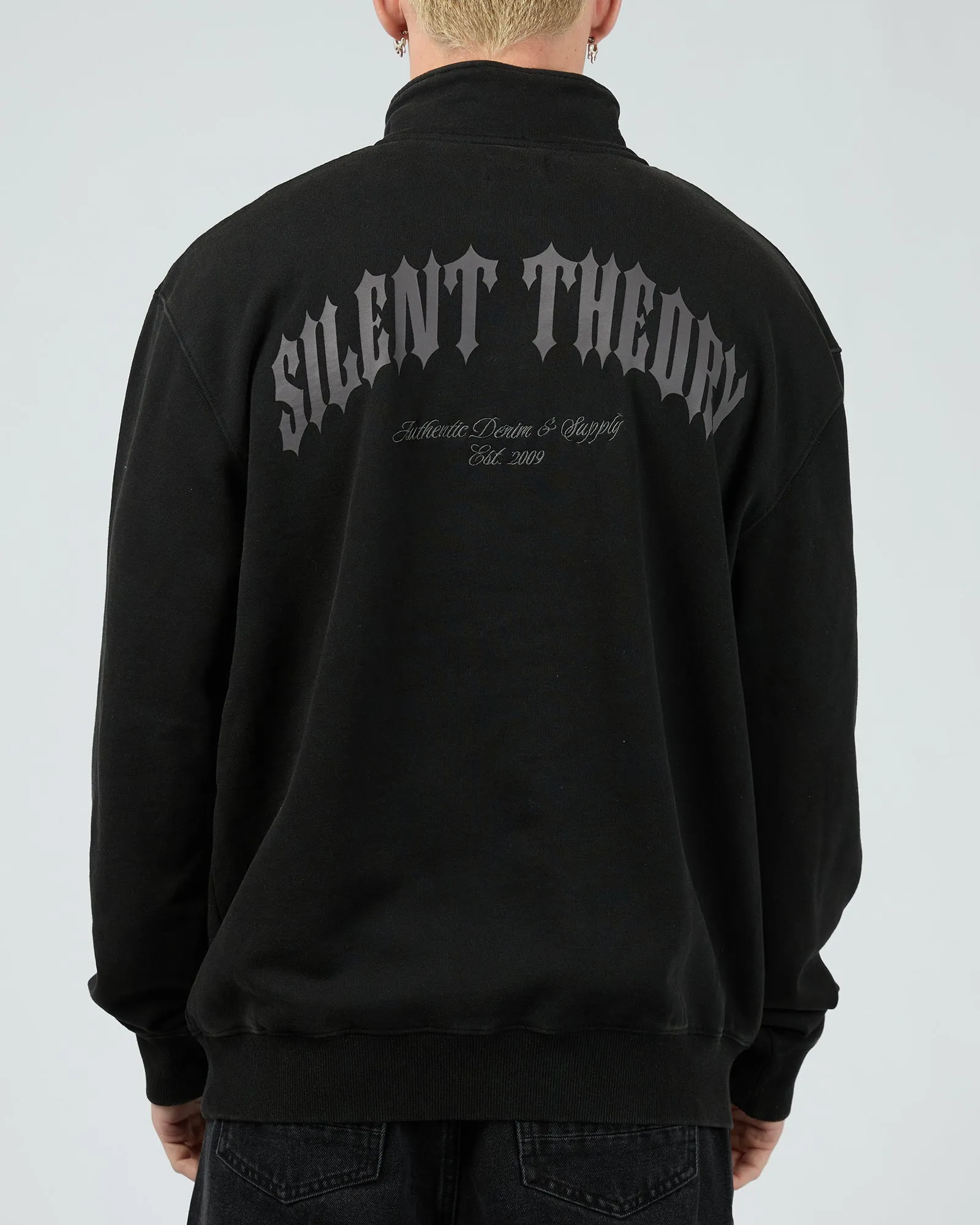Conflict Quarter Zip Washed Black Seasonal Trend