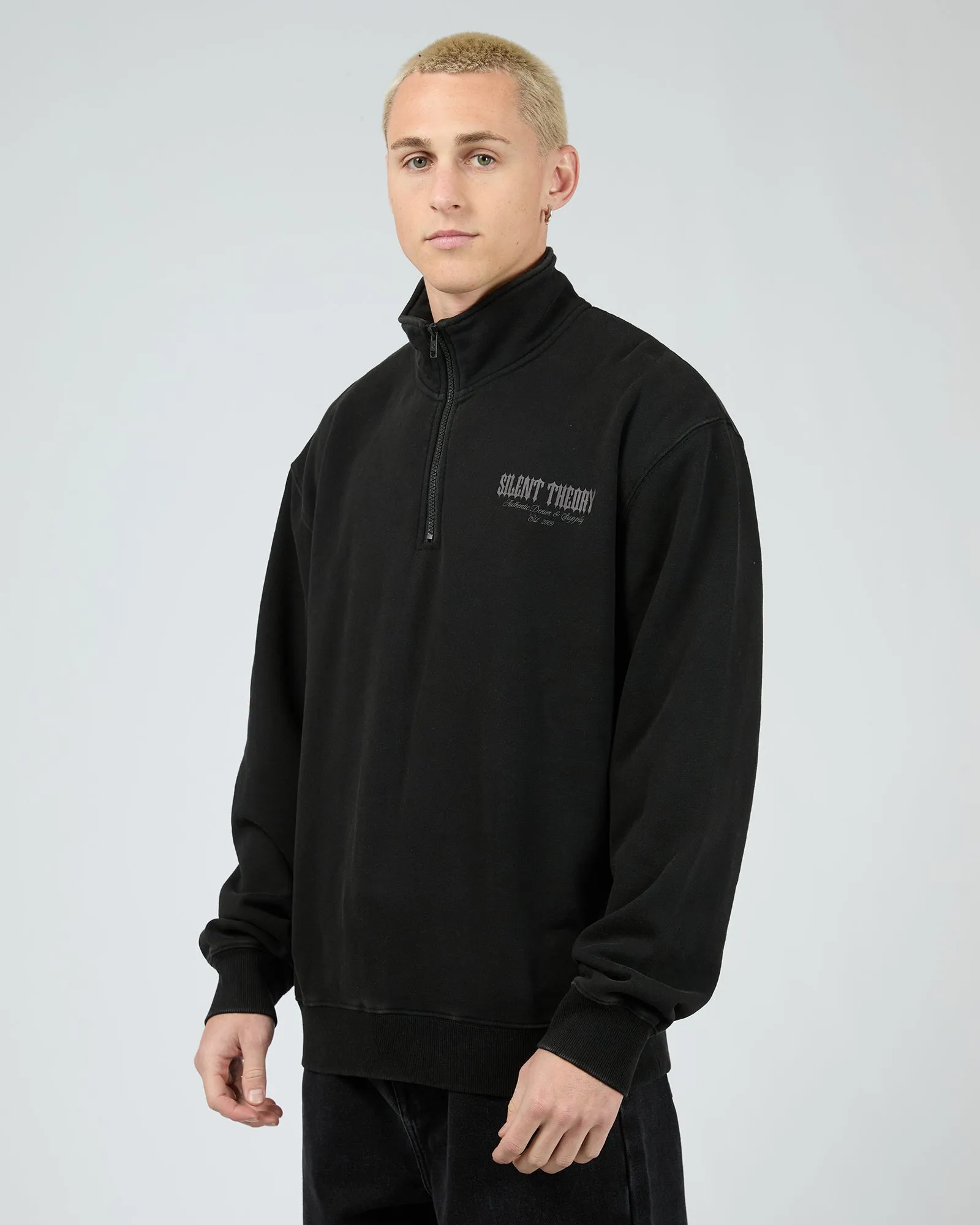 Conflict Quarter Zip Washed Black Business Ready High-quality
