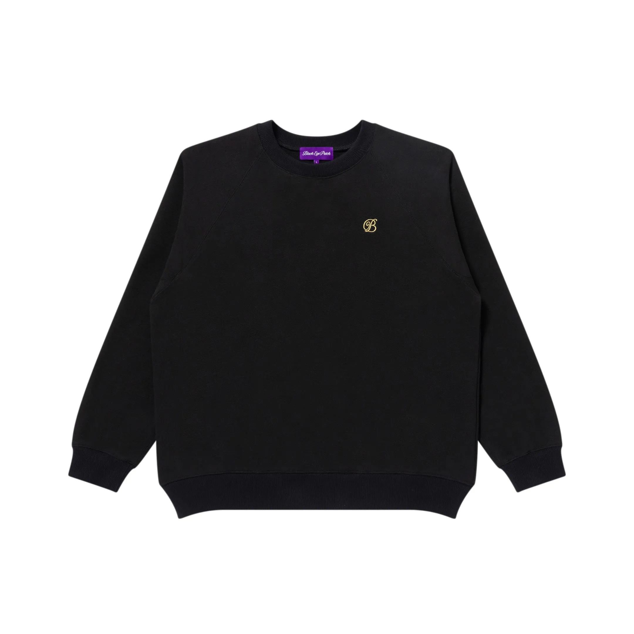 Classic Comfort Front Pocket SMALL B EMBLEM RAGLAN CREW SWEAT BLACK