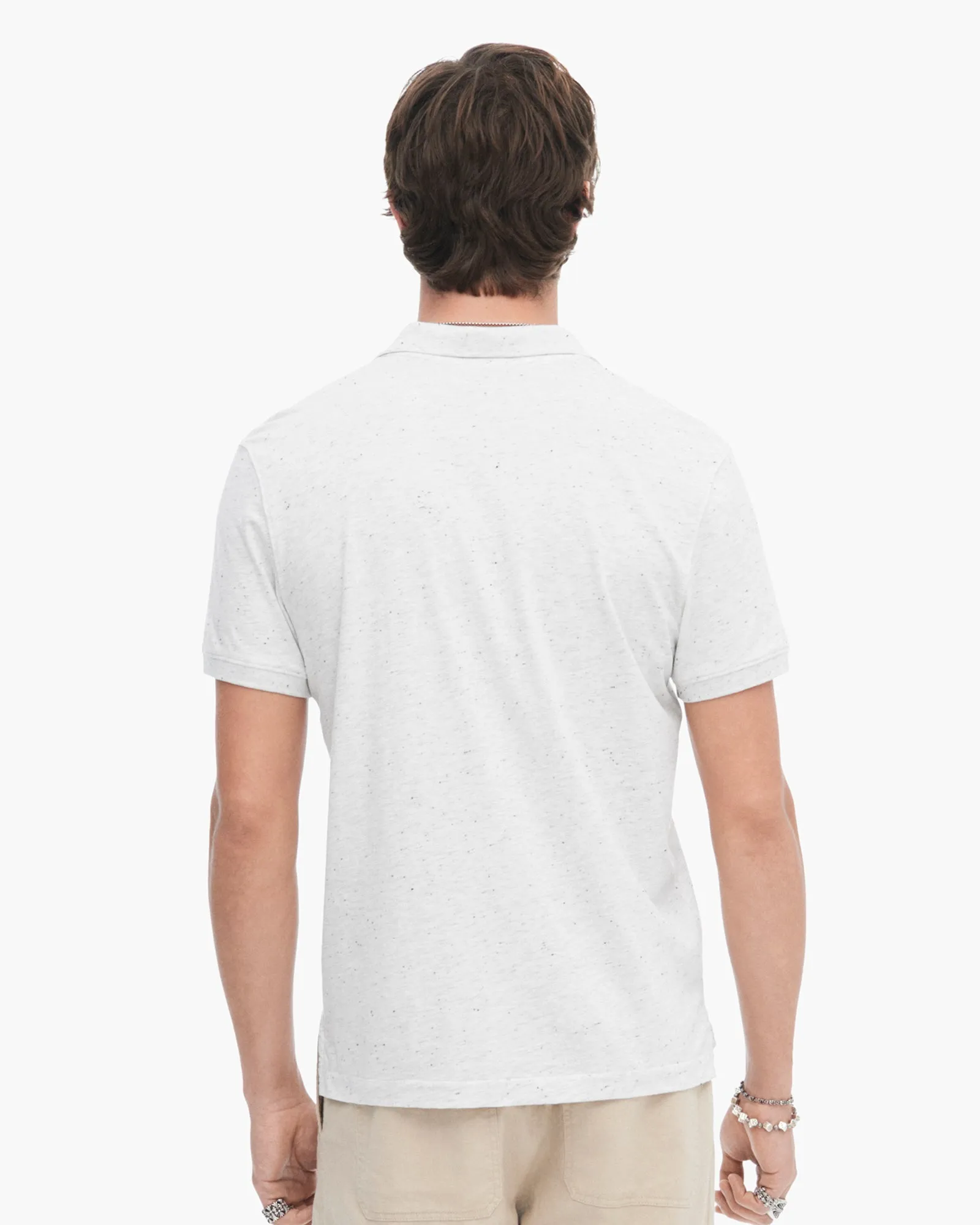 Donegal Jersey Short Sleeve Polo - H. Silver Elegant and Relaxed Stretch Design