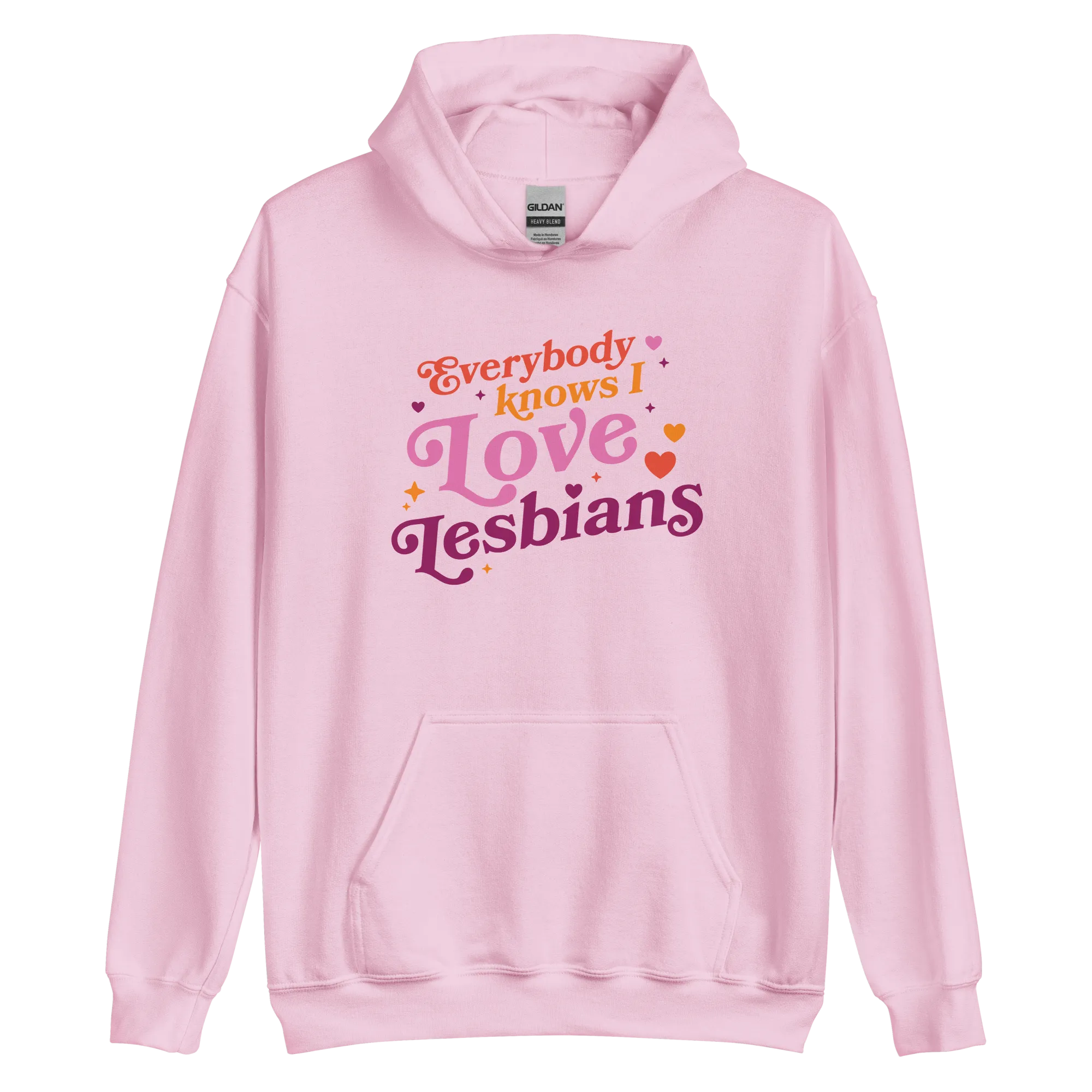 Everybody Knows I Love Lesbians Hoodie (Light Pink) High-Quality Fabric Casual Elegance