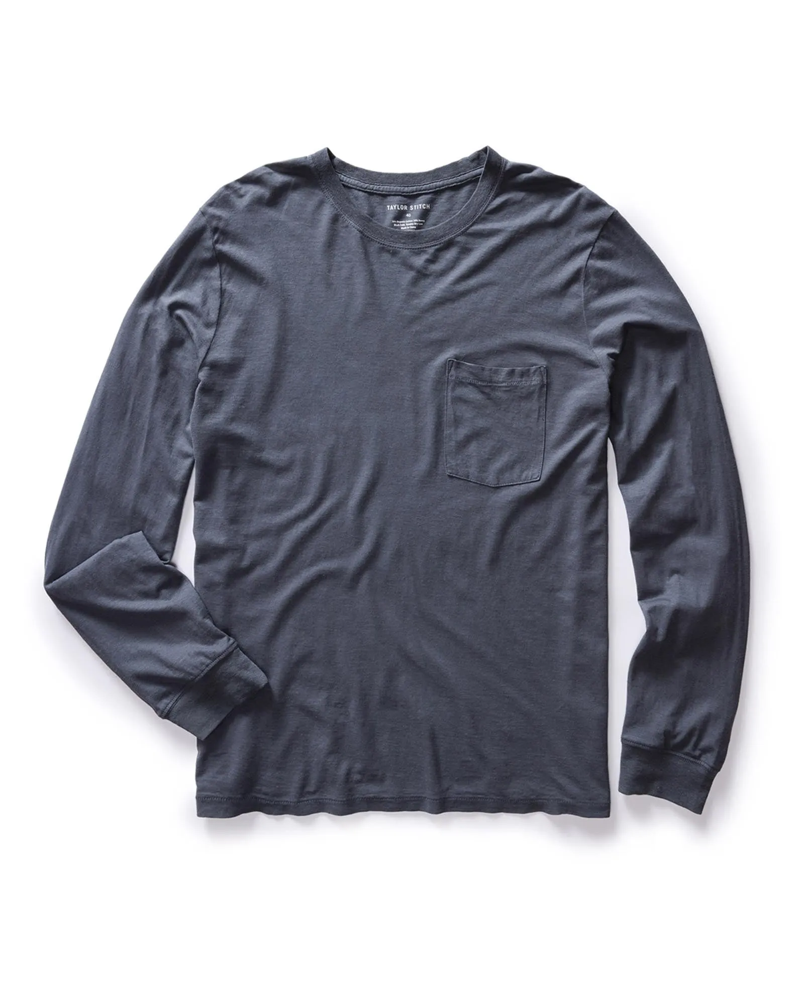 Pilling Resistant Finish The Cotton Hemp Long Sleeve Tee in Navy