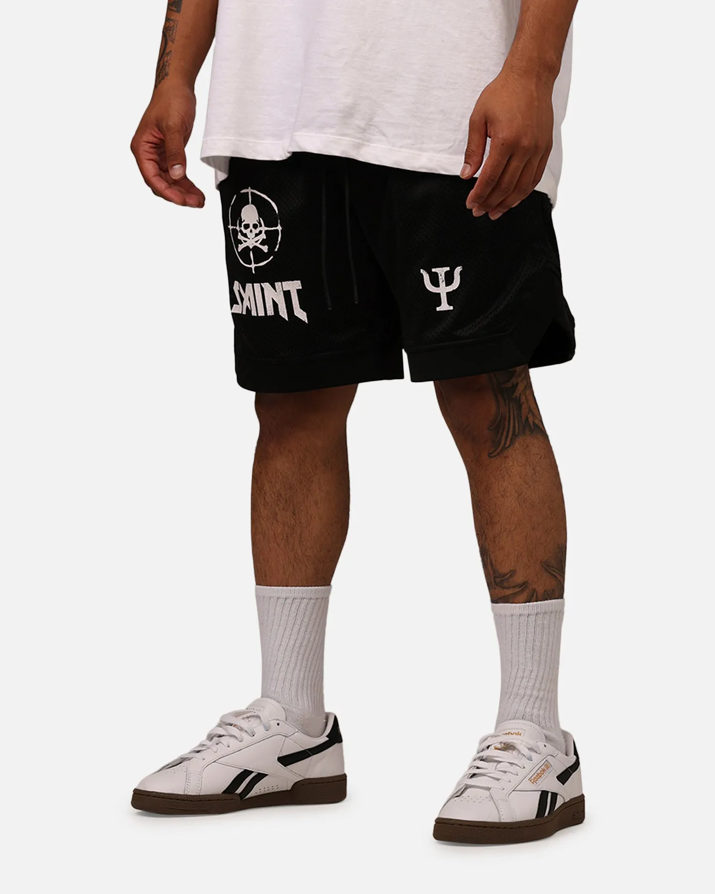 meditation wear Saint Morta Post Humanous Basketball Short Black/White