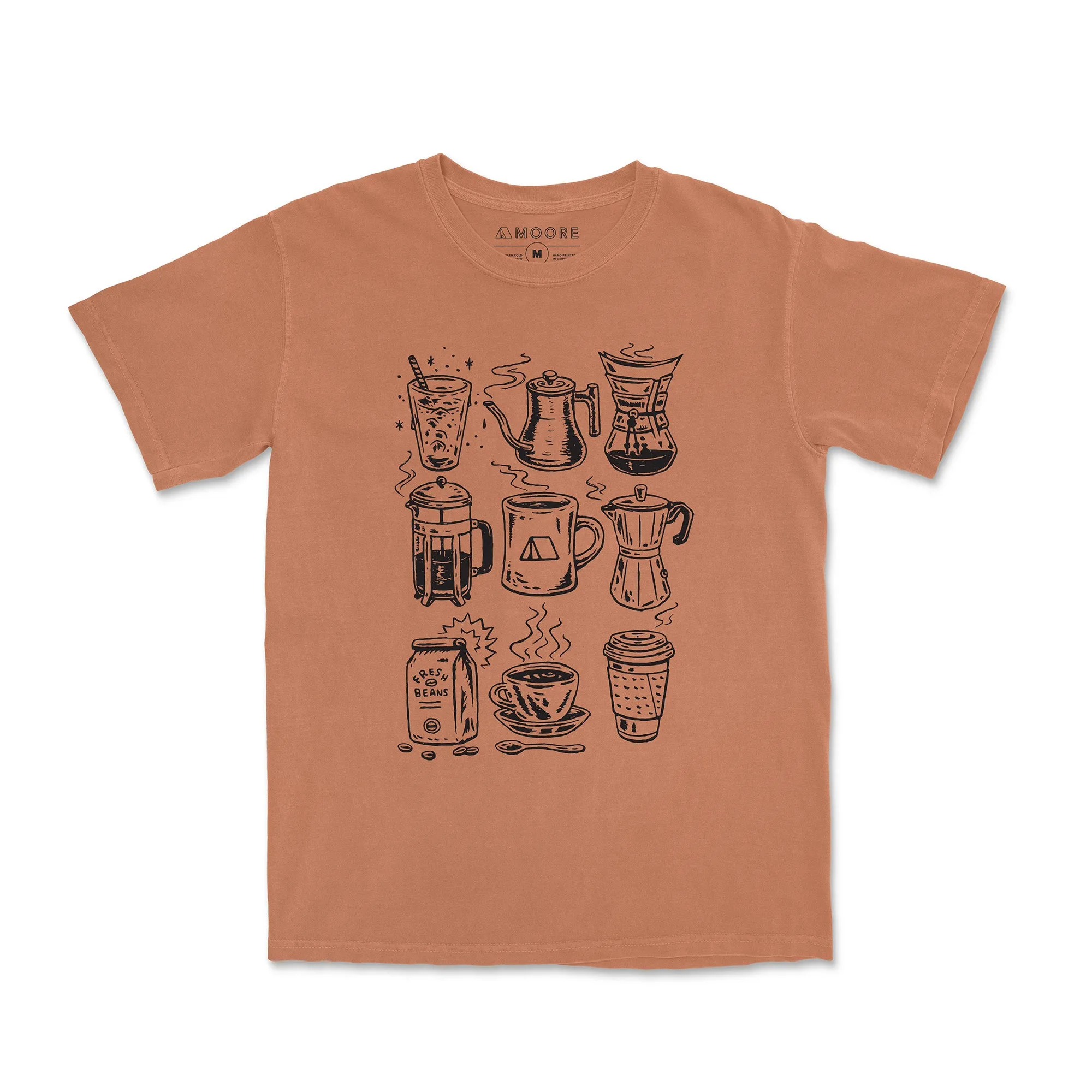 Circular Knit Design Coffee Tee-Vintage Caramel