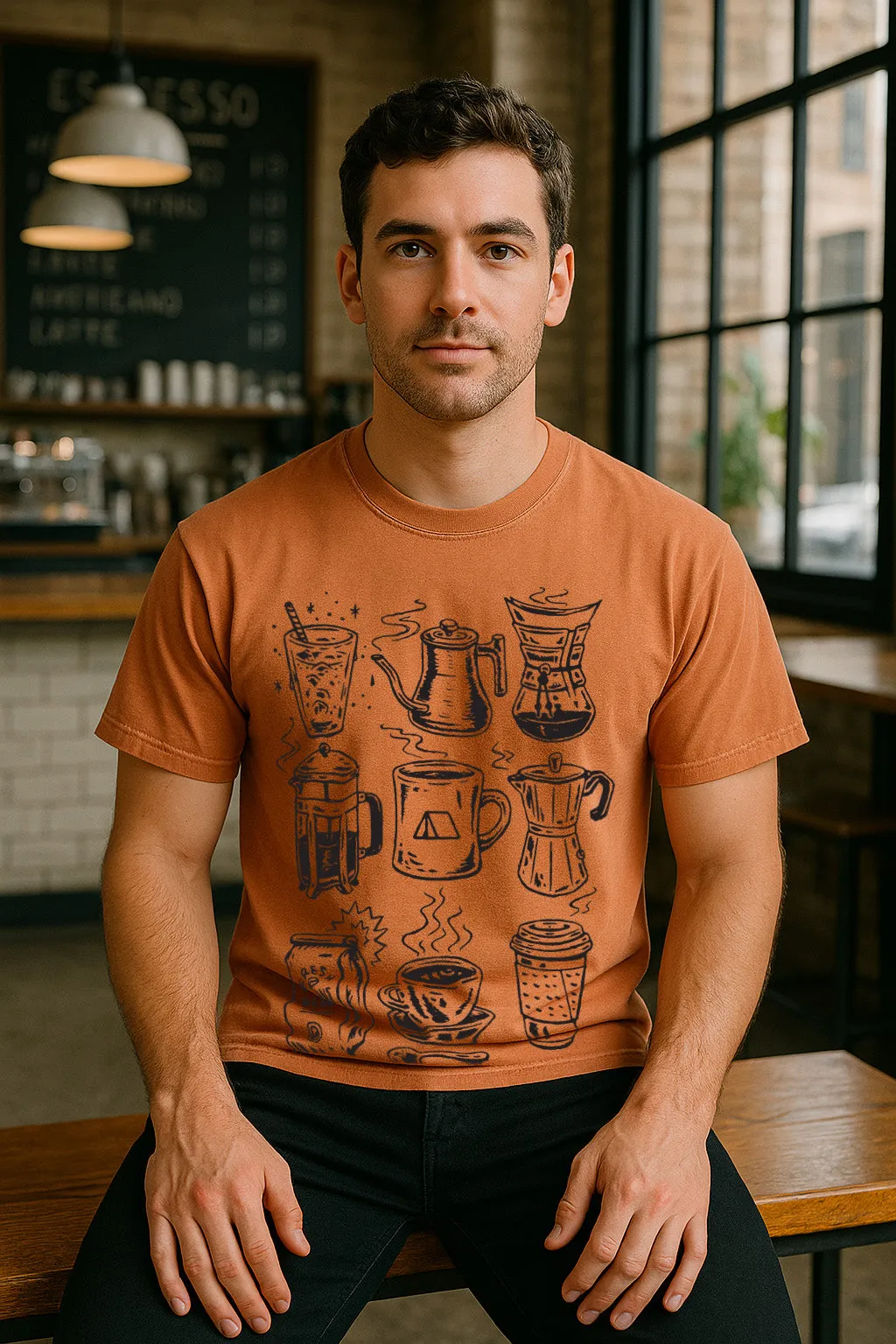 Coffee Tee-Vintage Caramel Minimalist Wear Comfortable Layering