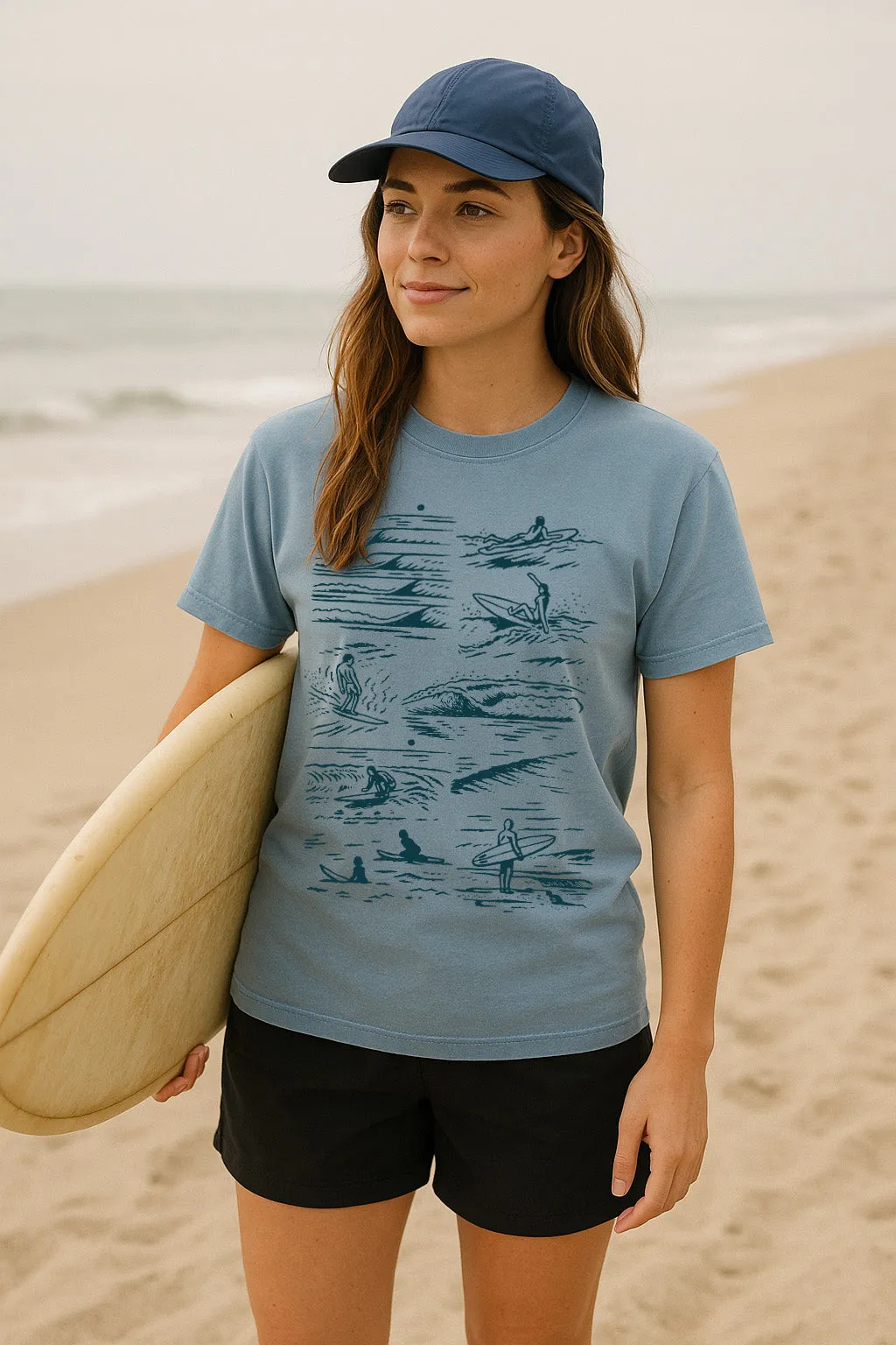 Fashion Must-Have Slim Comfort Surfers Tee-Vintage Ice Blue