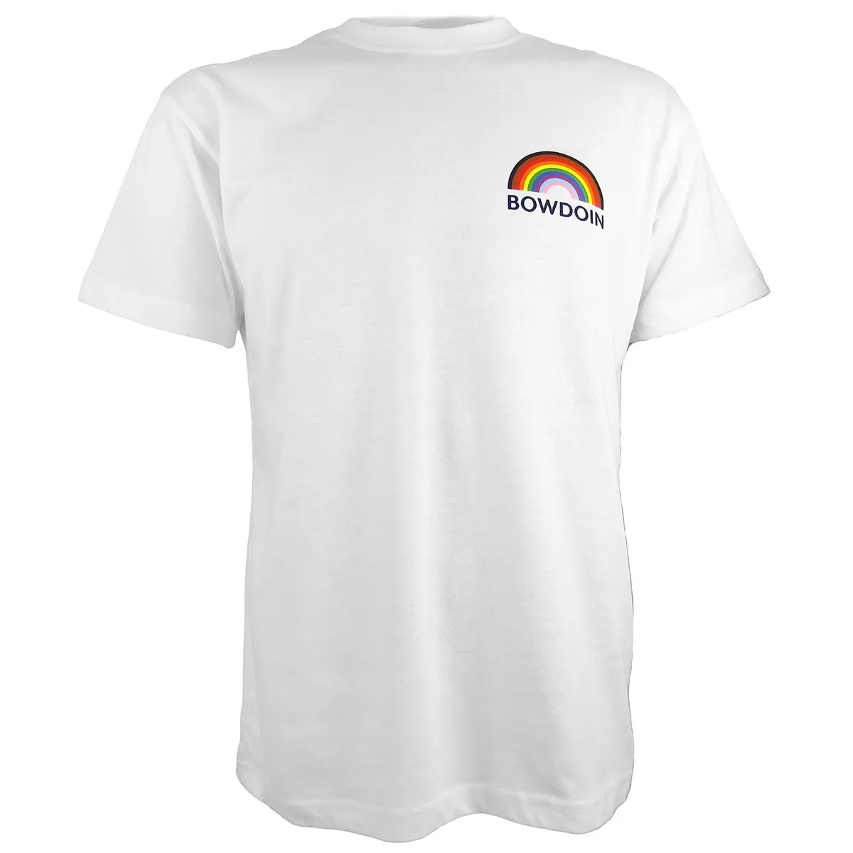 suitable for all genders Curved Hemline Bowdoin Pride Rainbow Tee from MV Sport