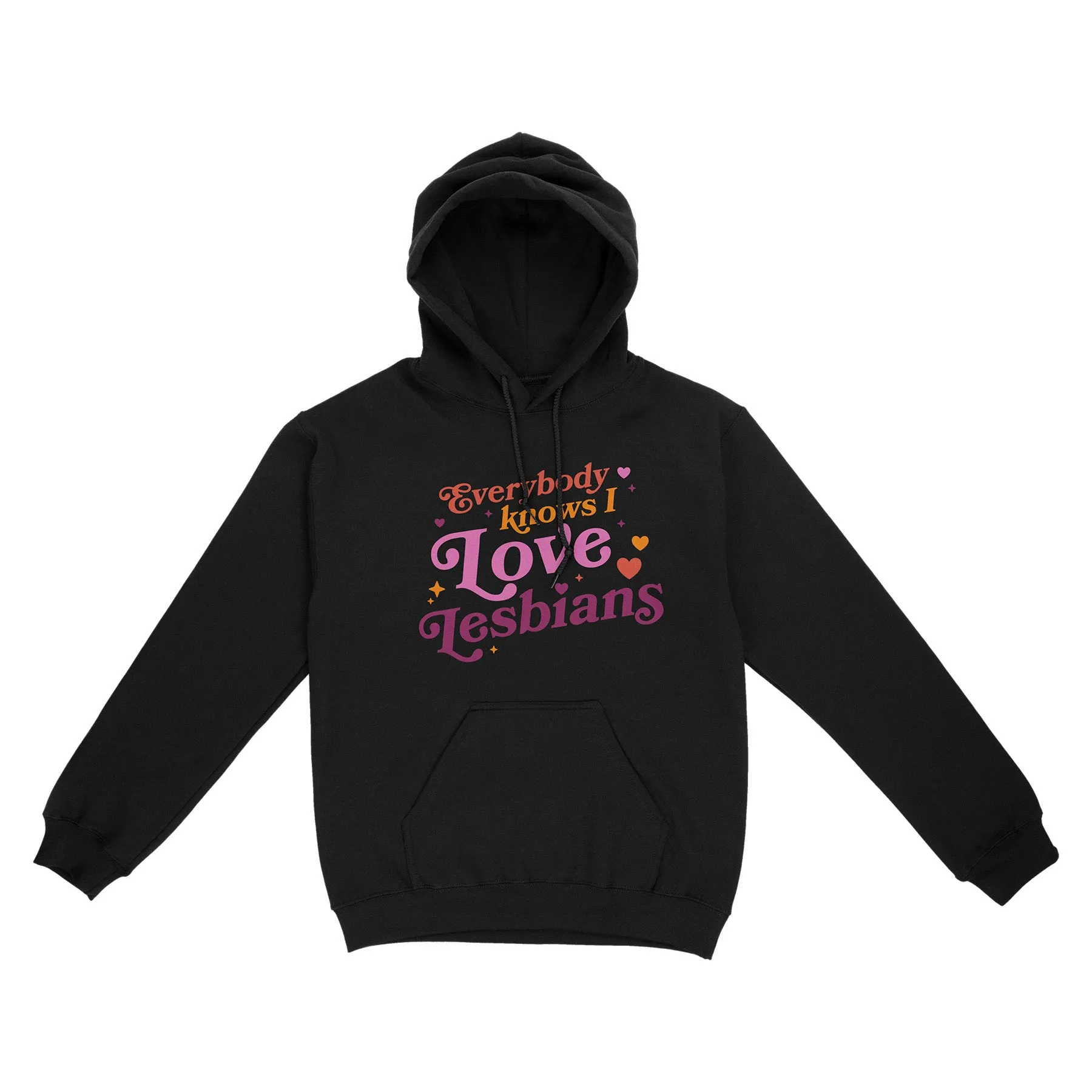 Muscular Fit Buttoned Everybody Knows I Love Lesbians Hoodie (Black)