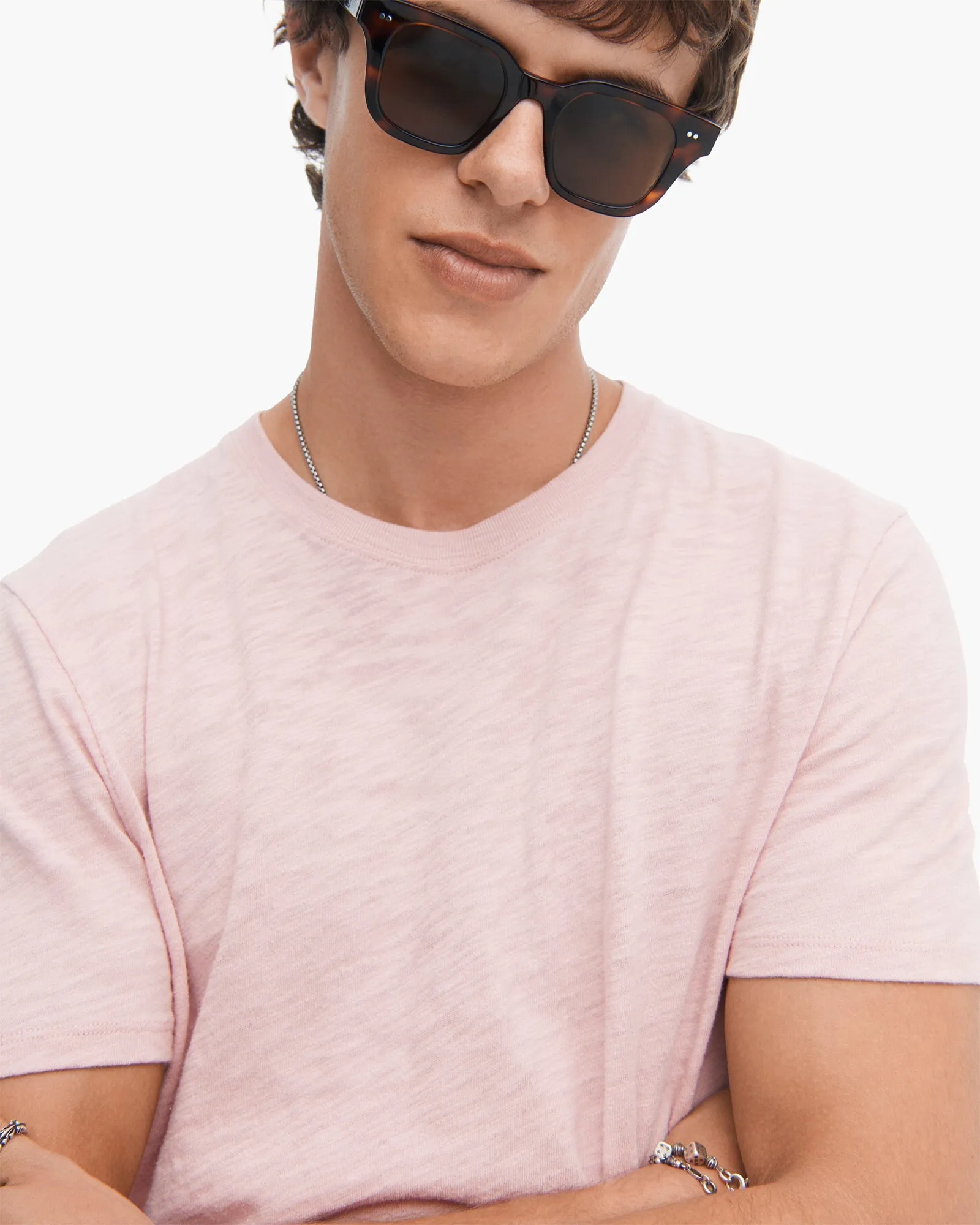 Slub Jersey Crew Neck Tee - English Rose Comfort Stretch