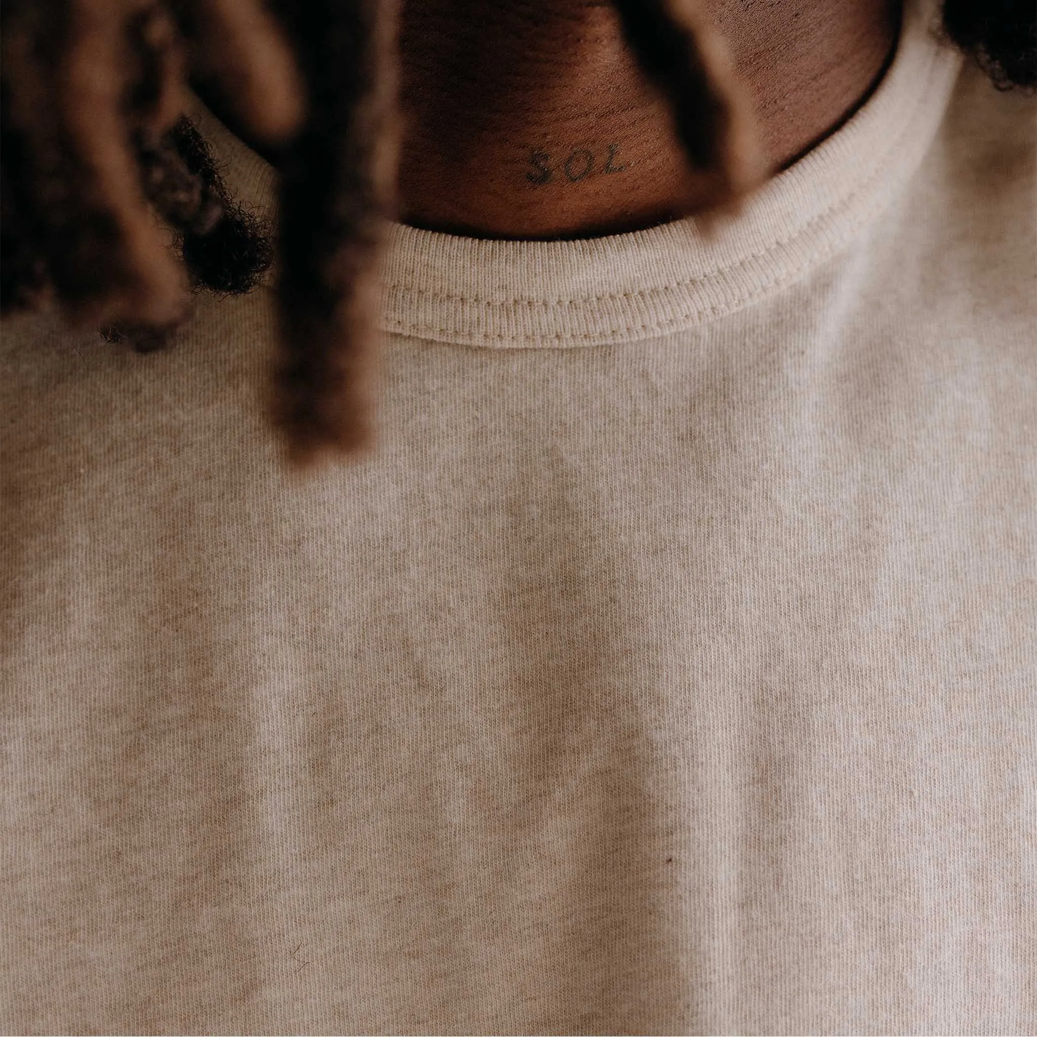 Anti Odor Technology Layered Wear The Organic Cotton Tee in Heather Oat
