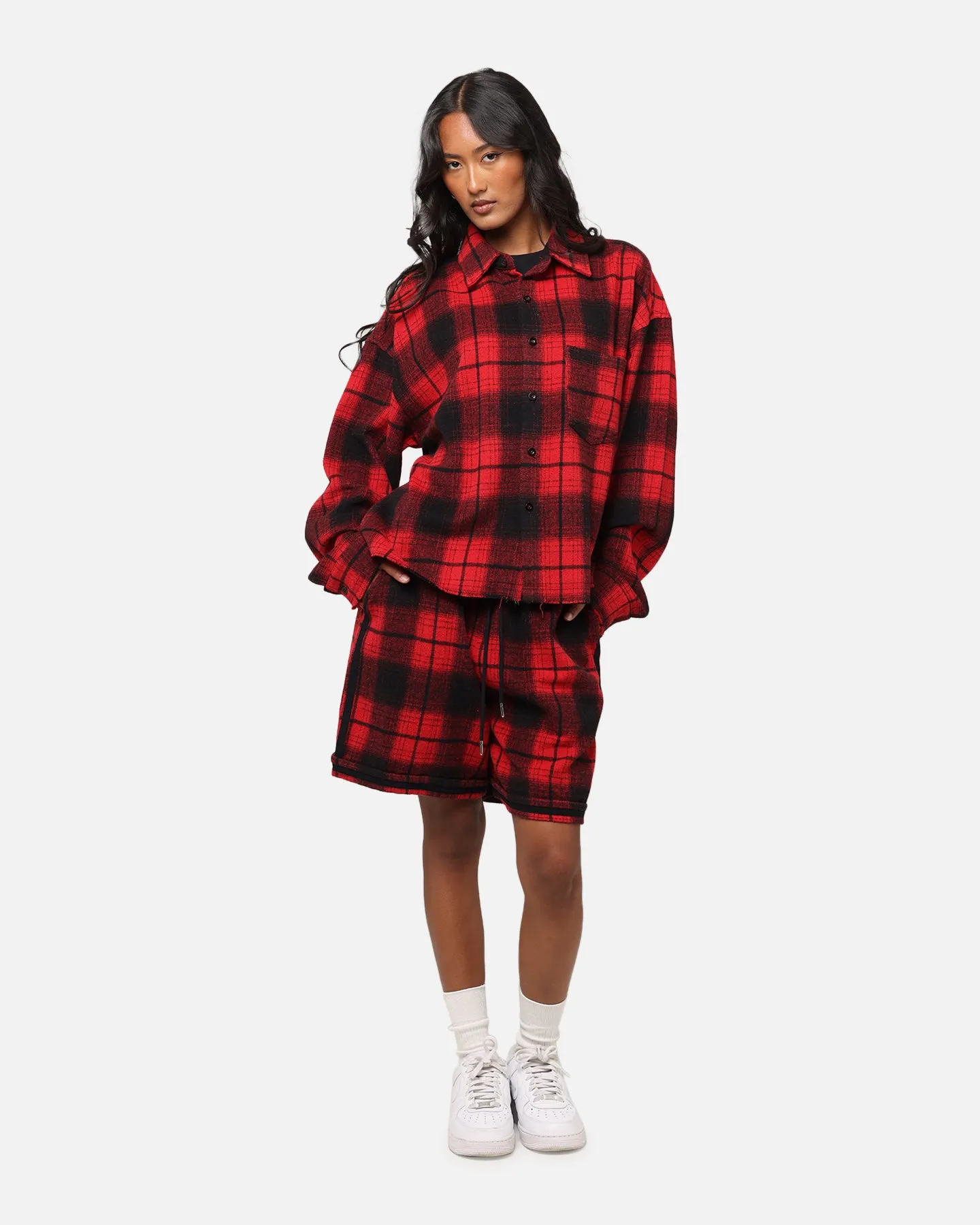 XXIII Plaid Ball Shorts Red Reflective details