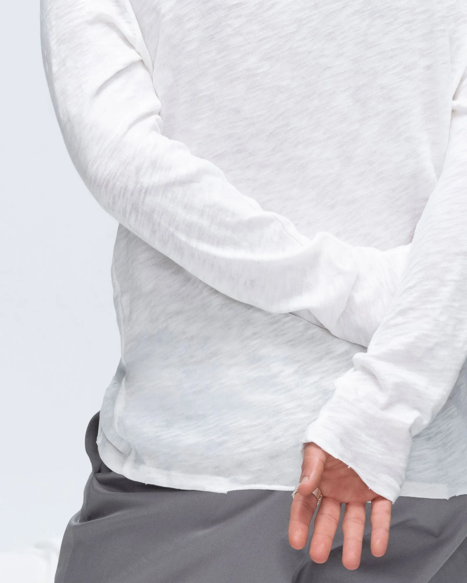 fade resistant color Slub Jersey Destroyed Wash Henley - White