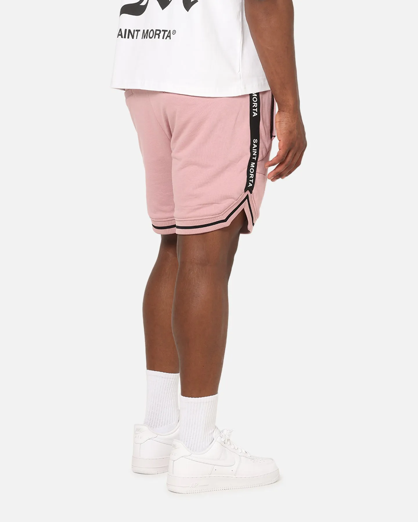 embroidery details Saint Morta Icon X Fleece Shorts Dusty Pink