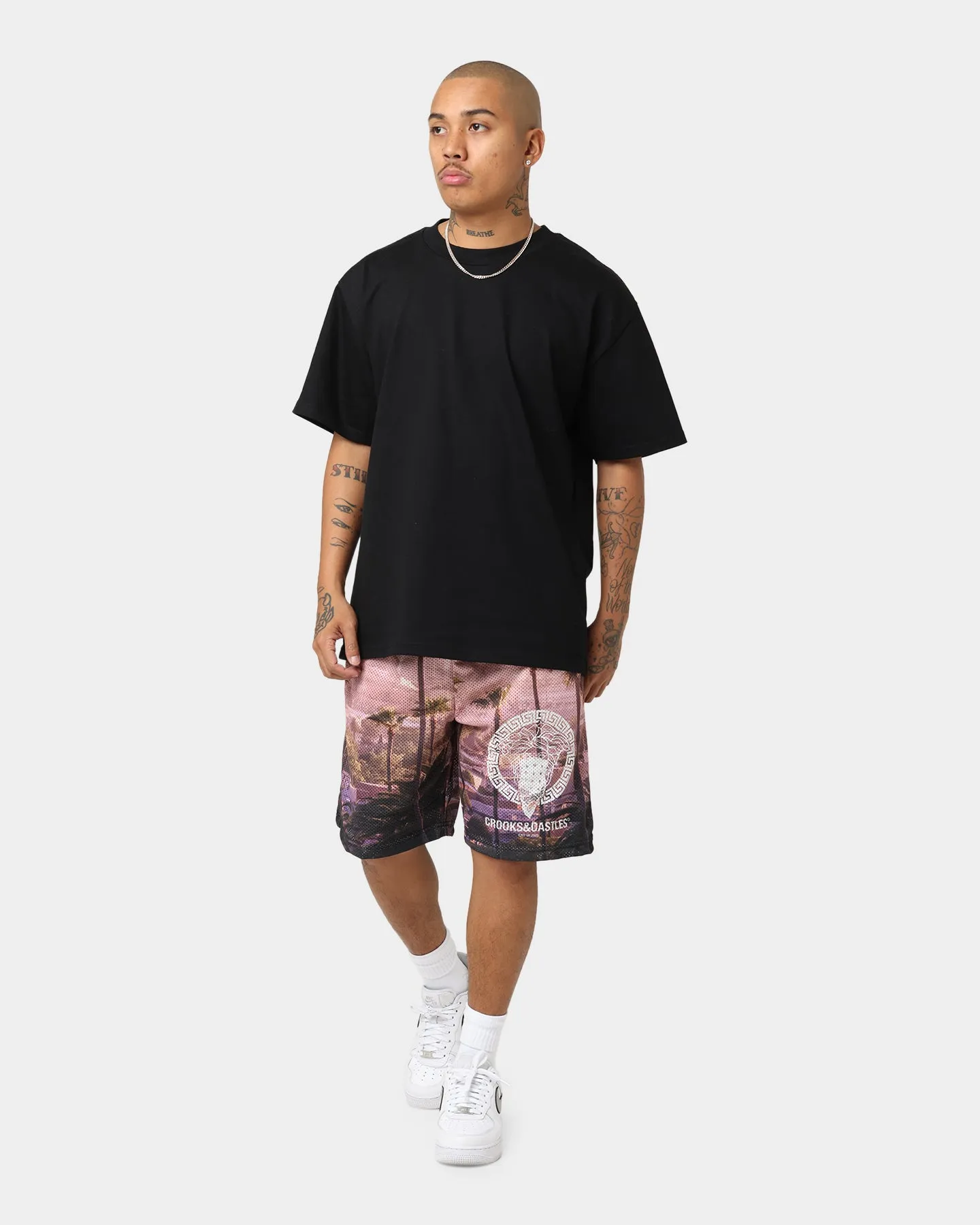 young adults Crooks & Castles Medusa LA Mesh Shorts Multi-coloured
