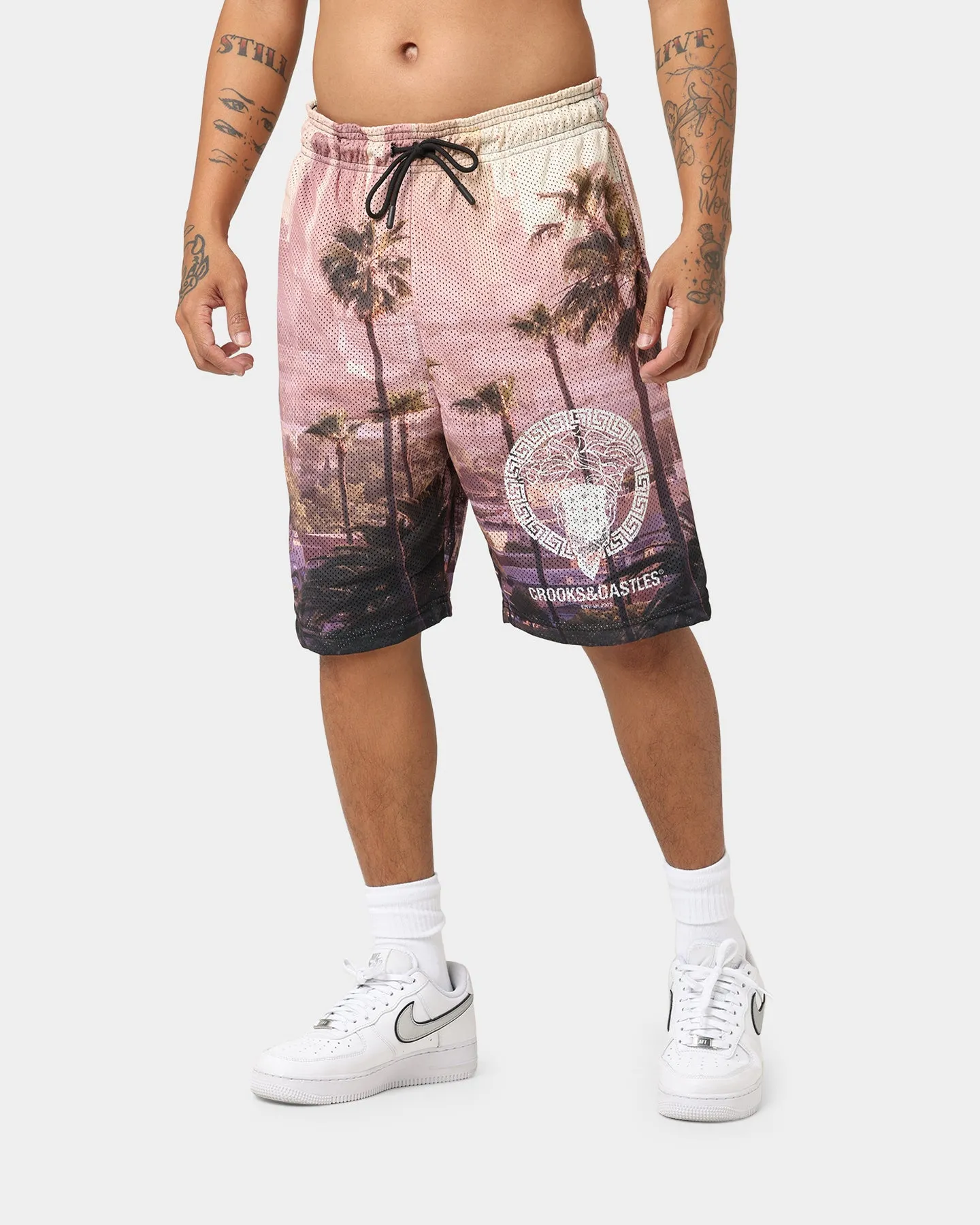 Crooks & Castles Medusa LA Mesh Shorts Multi-coloured Breathable Performance Fit