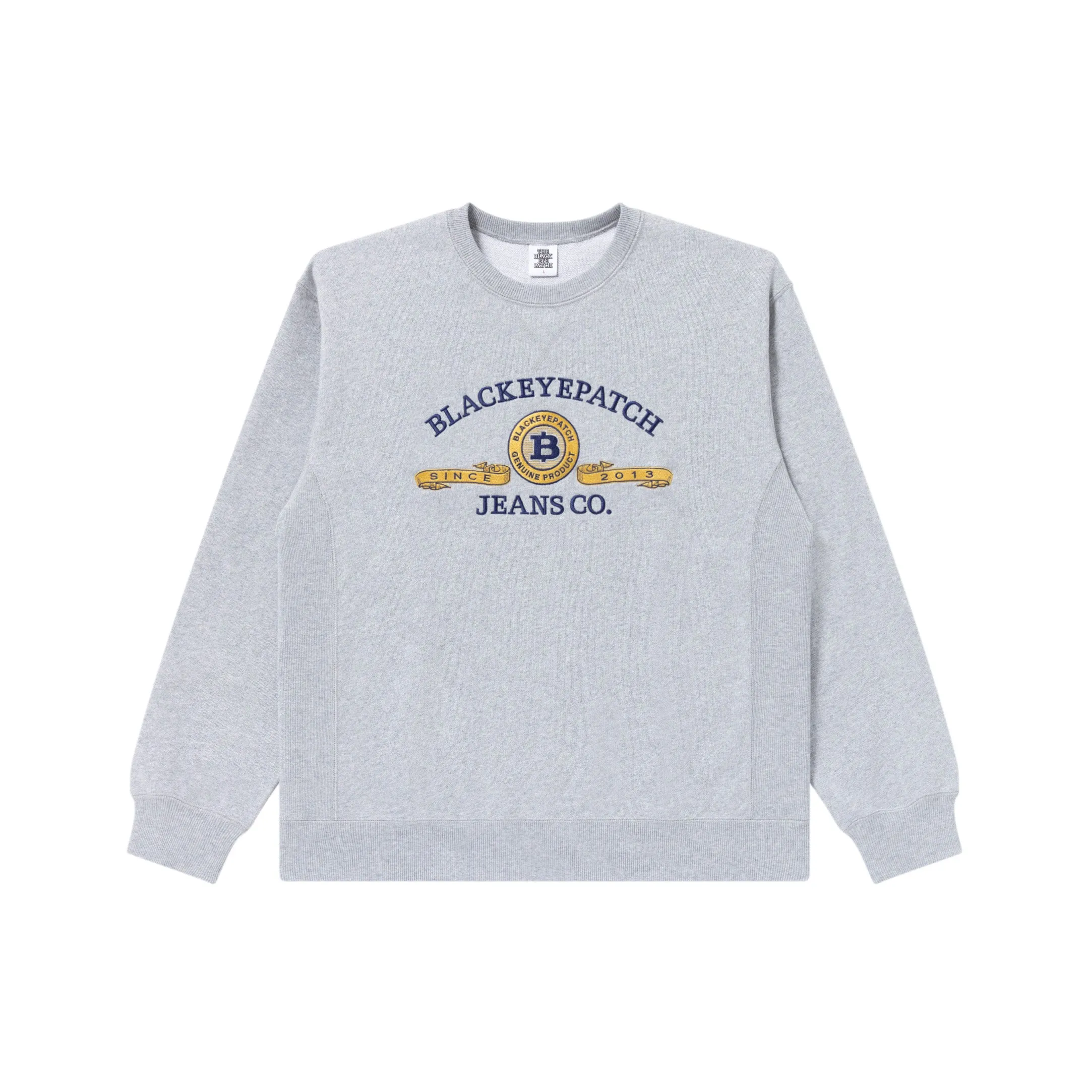 CURRENSY EMBLEM CREW SWEAT HEATHER GRAY goes with high heels