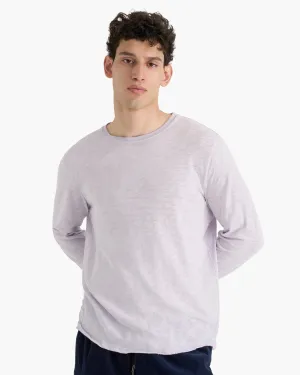 soft look Slub Jersey Long Sleeve Destroyed Wash Tee - Faded Lavender