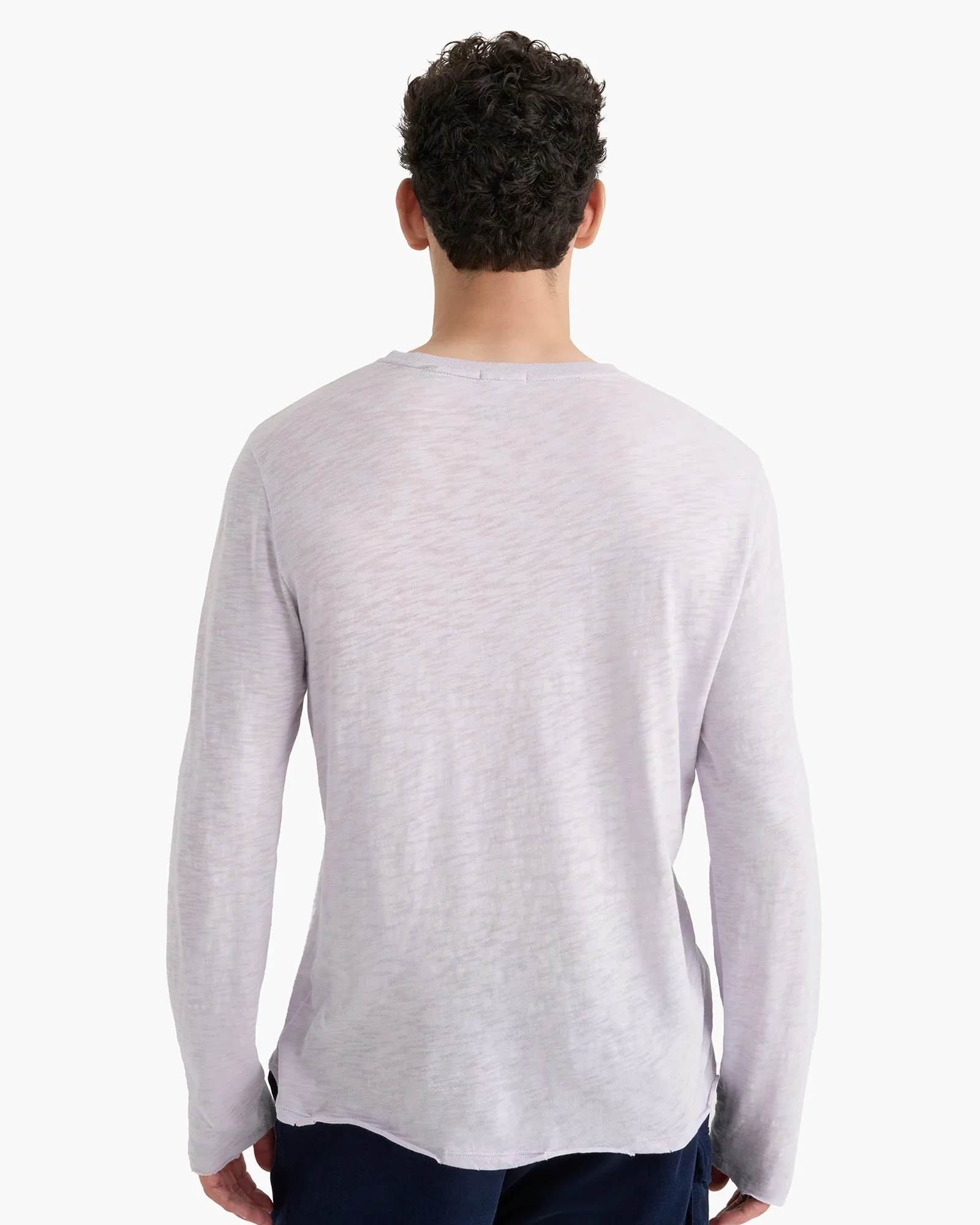 Slim Waist Slub Jersey Long Sleeve Destroyed Wash Tee - Faded Lavender