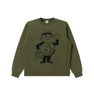 DOLLARMAN CREW SWEAT OLIVE vacation wear Daily Style