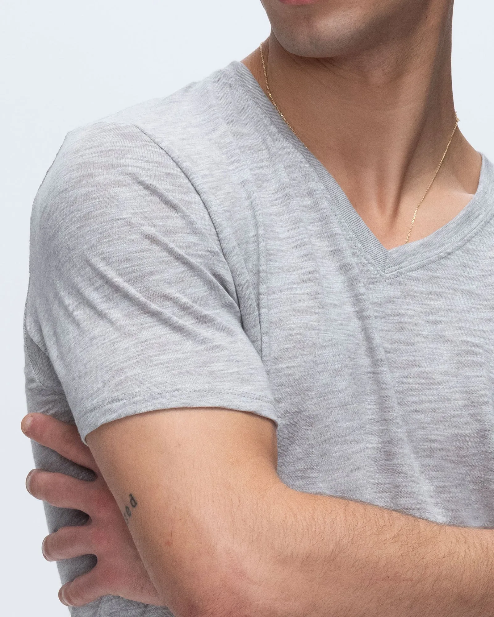 Slub Jersey V-Neck Tee - Heather Grey Cozy and Light Stylish and Fun