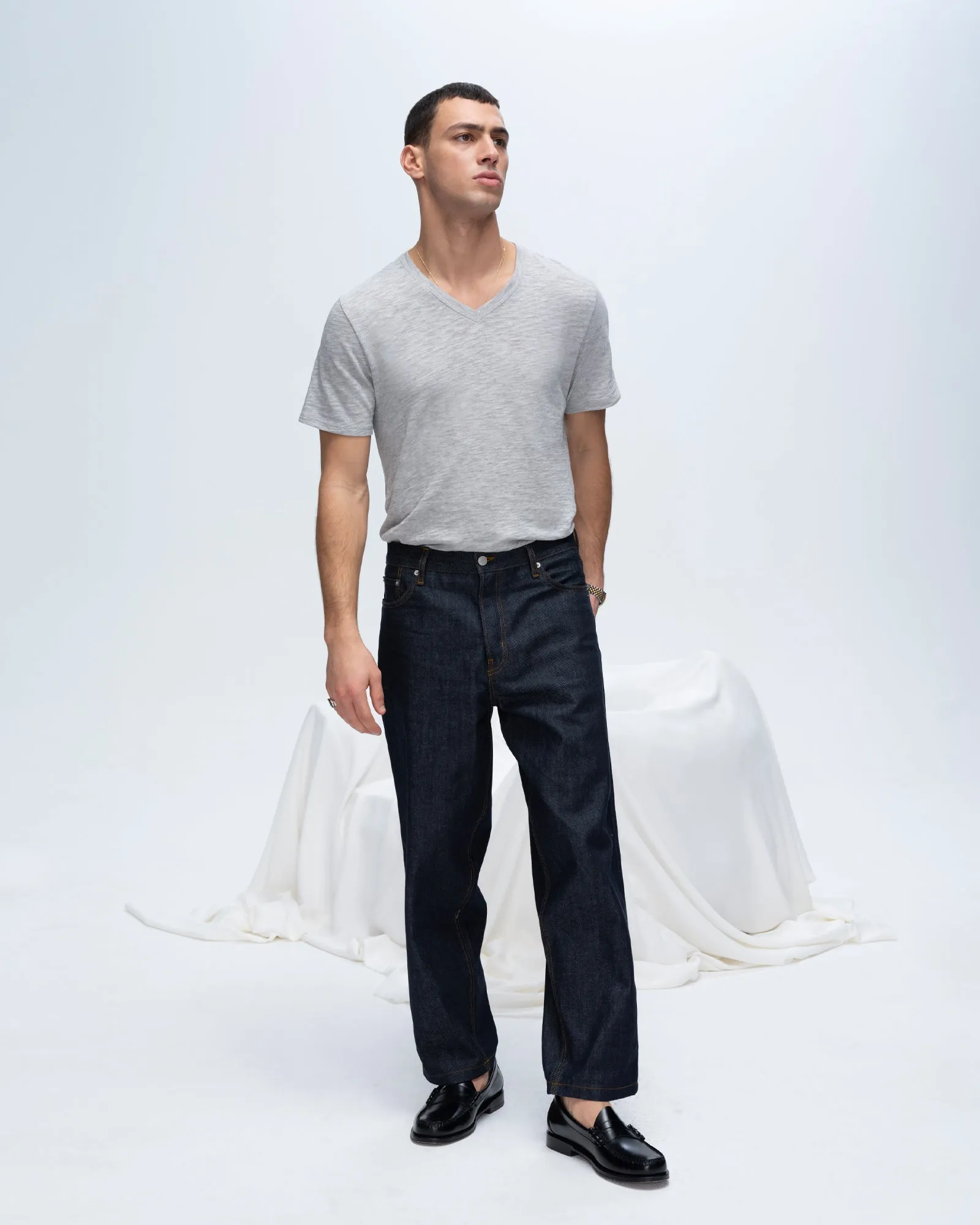 Sleeveless freedom Slub Jersey V-Neck Tee - Heather Grey