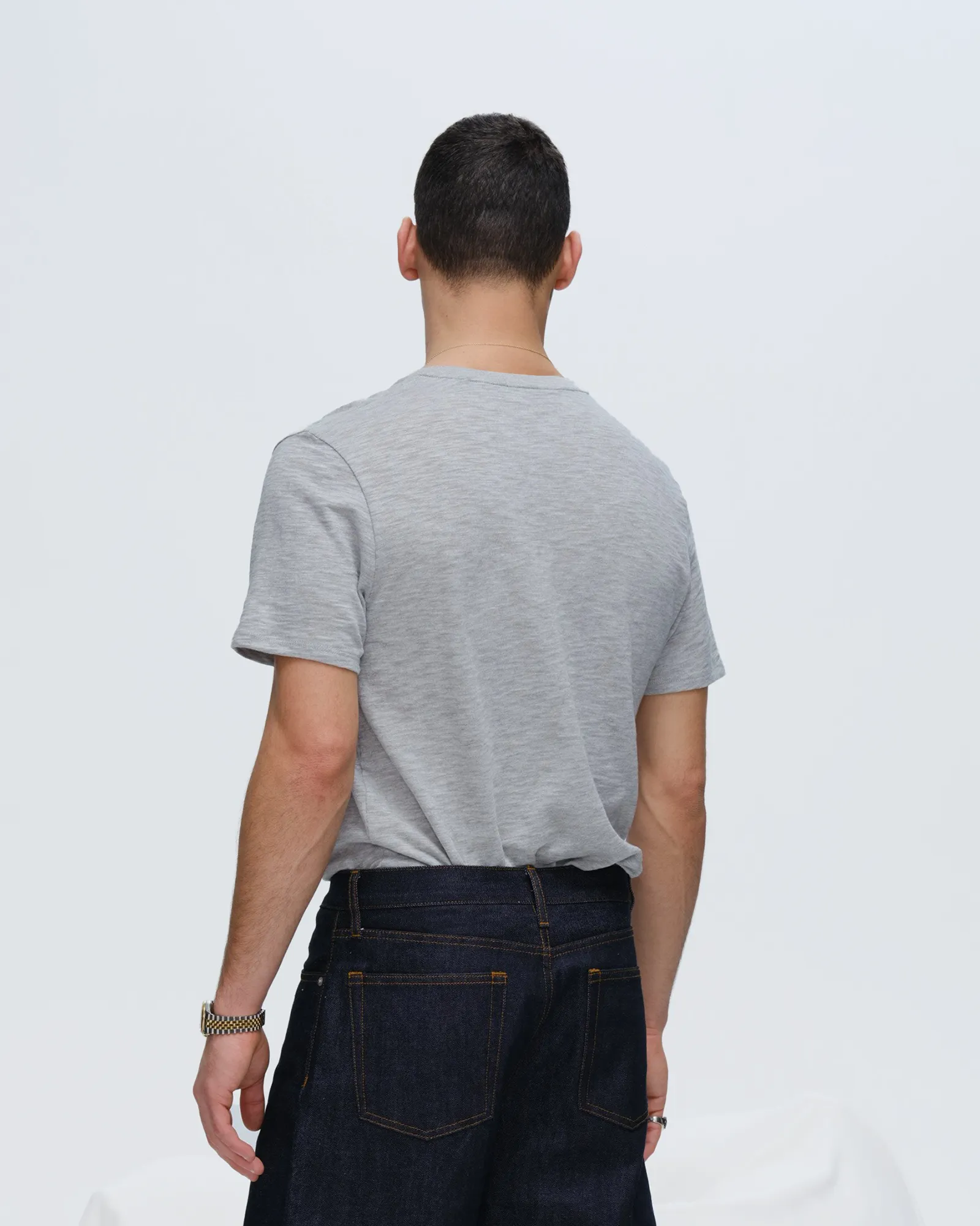 On-the-Go Fashion Slub Jersey V-Neck Tee - Heather Grey