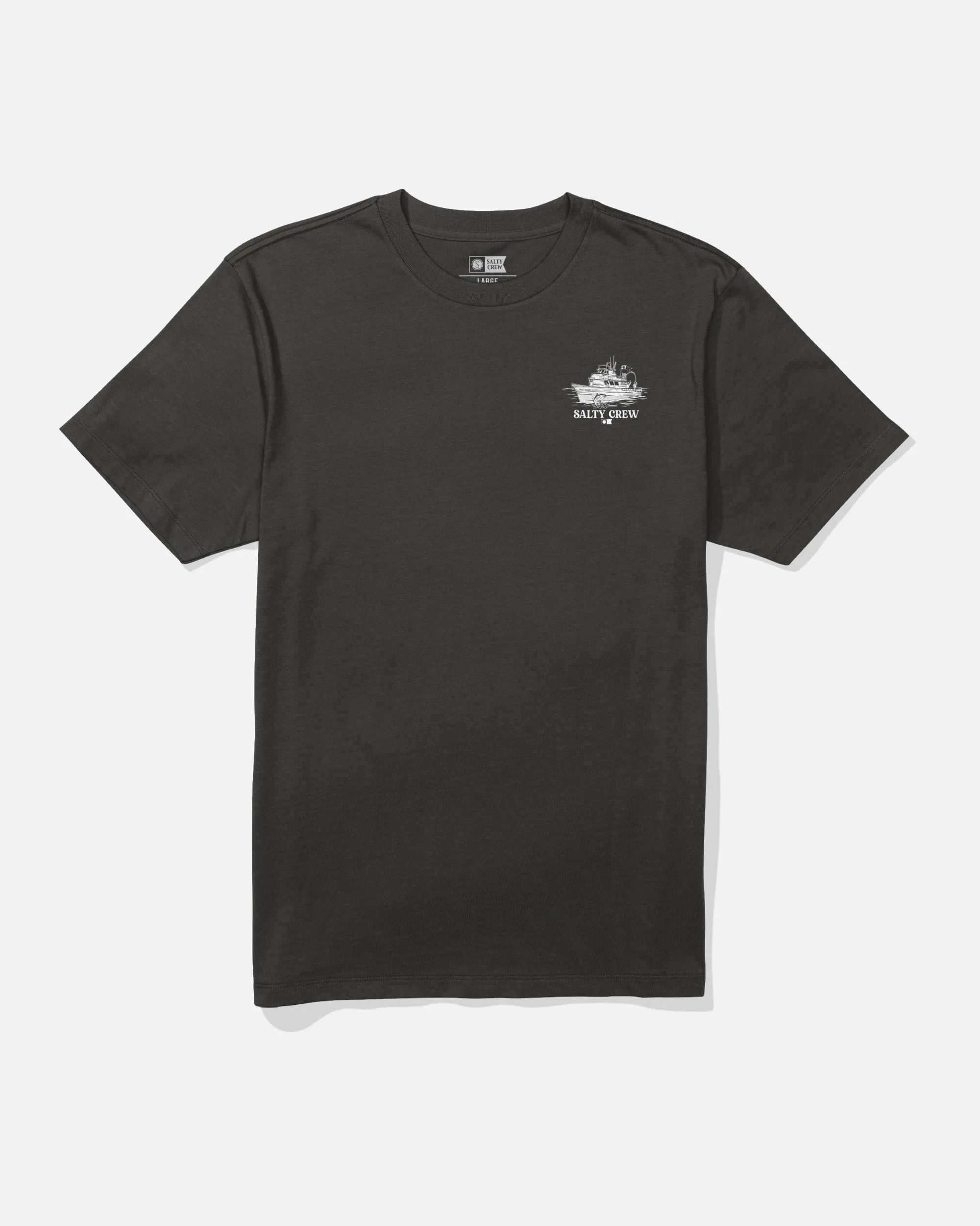 Day Charter Ss Tee - Black Casual Flex Design V neck elegance