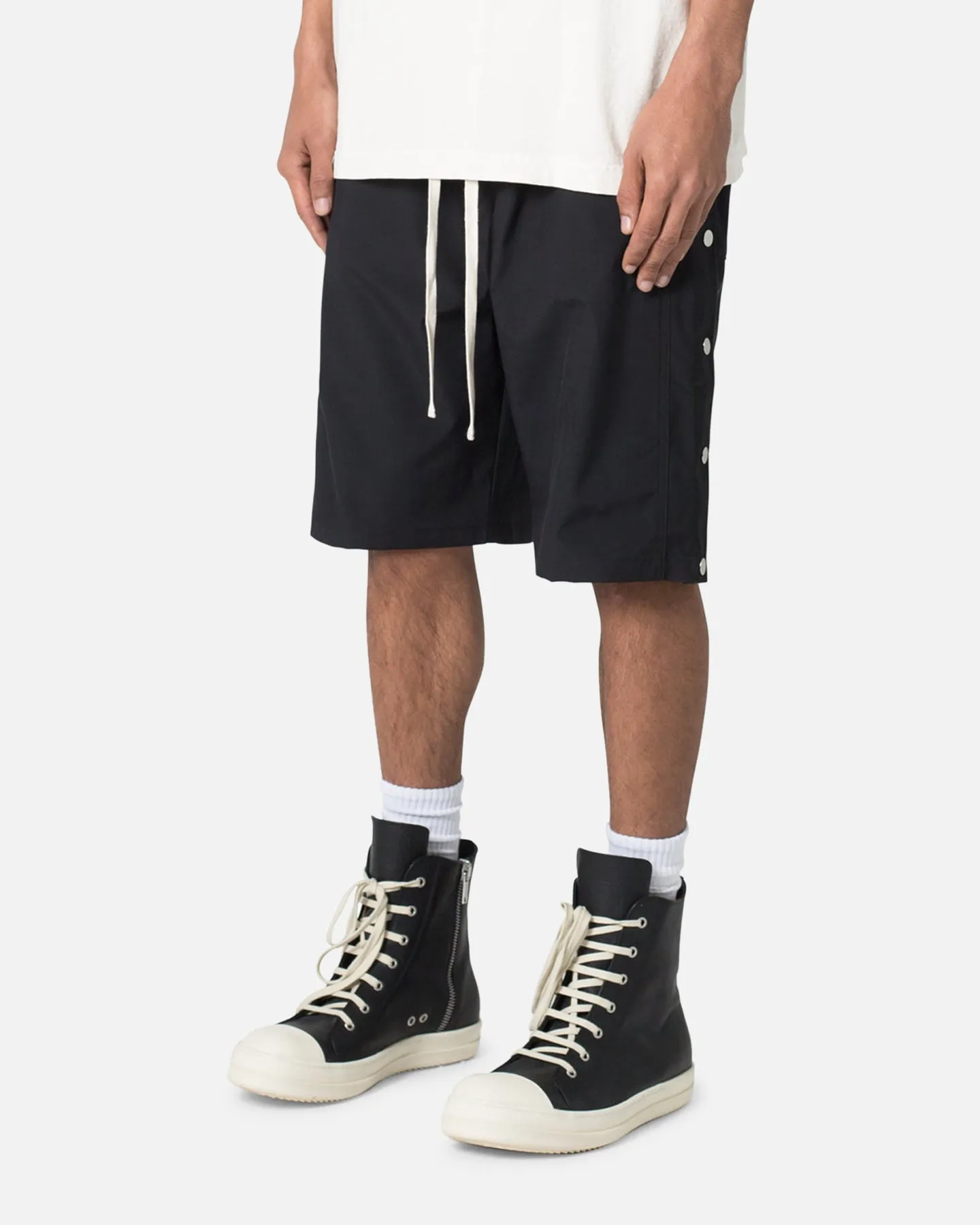 MNML Side Snap Nylon Shorts Black Breezy Layer