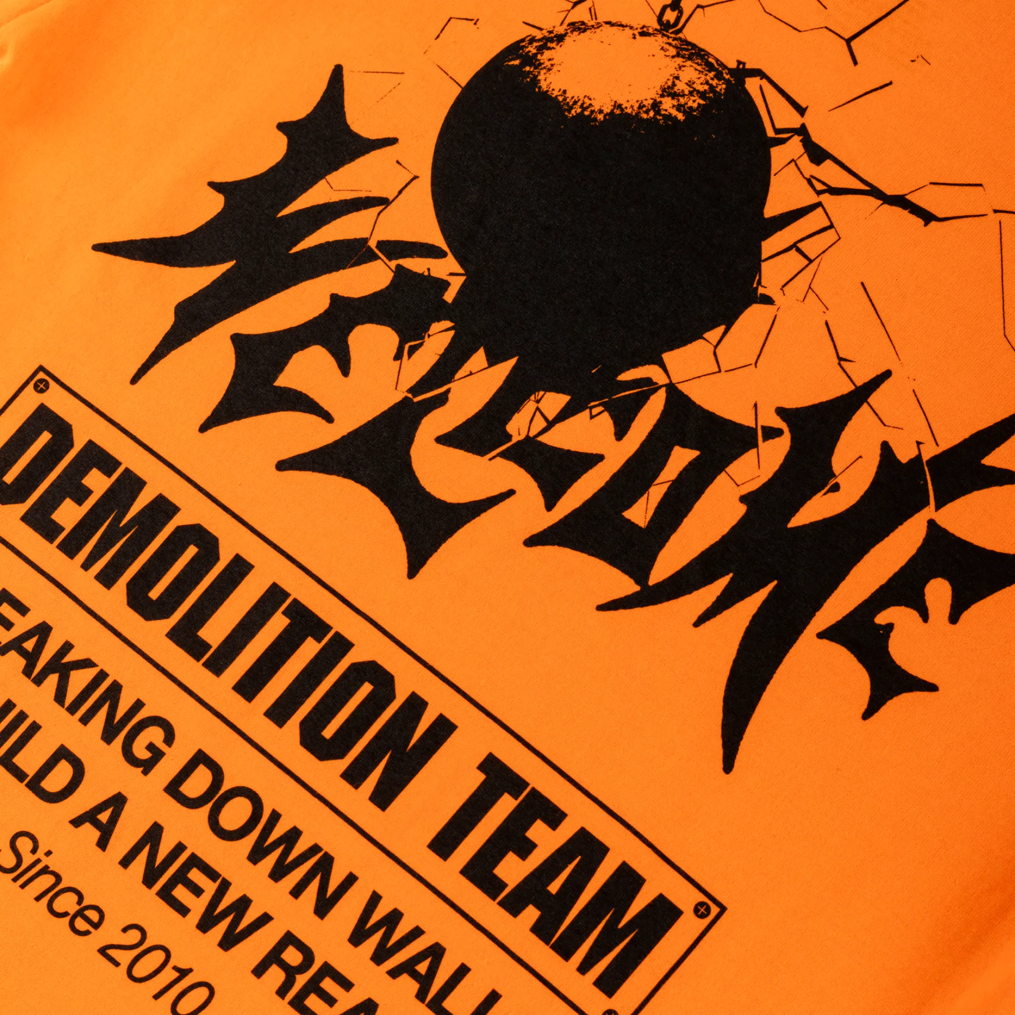 Demolition Long Sleeve Tee - Orange Slim Fit Wear