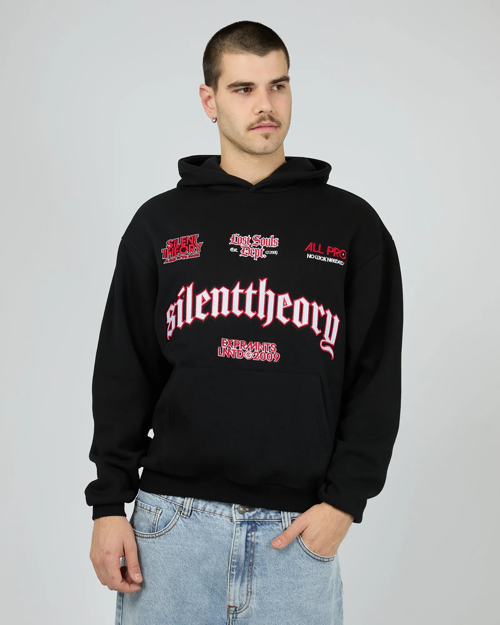 hat accents Department Hoodie Black