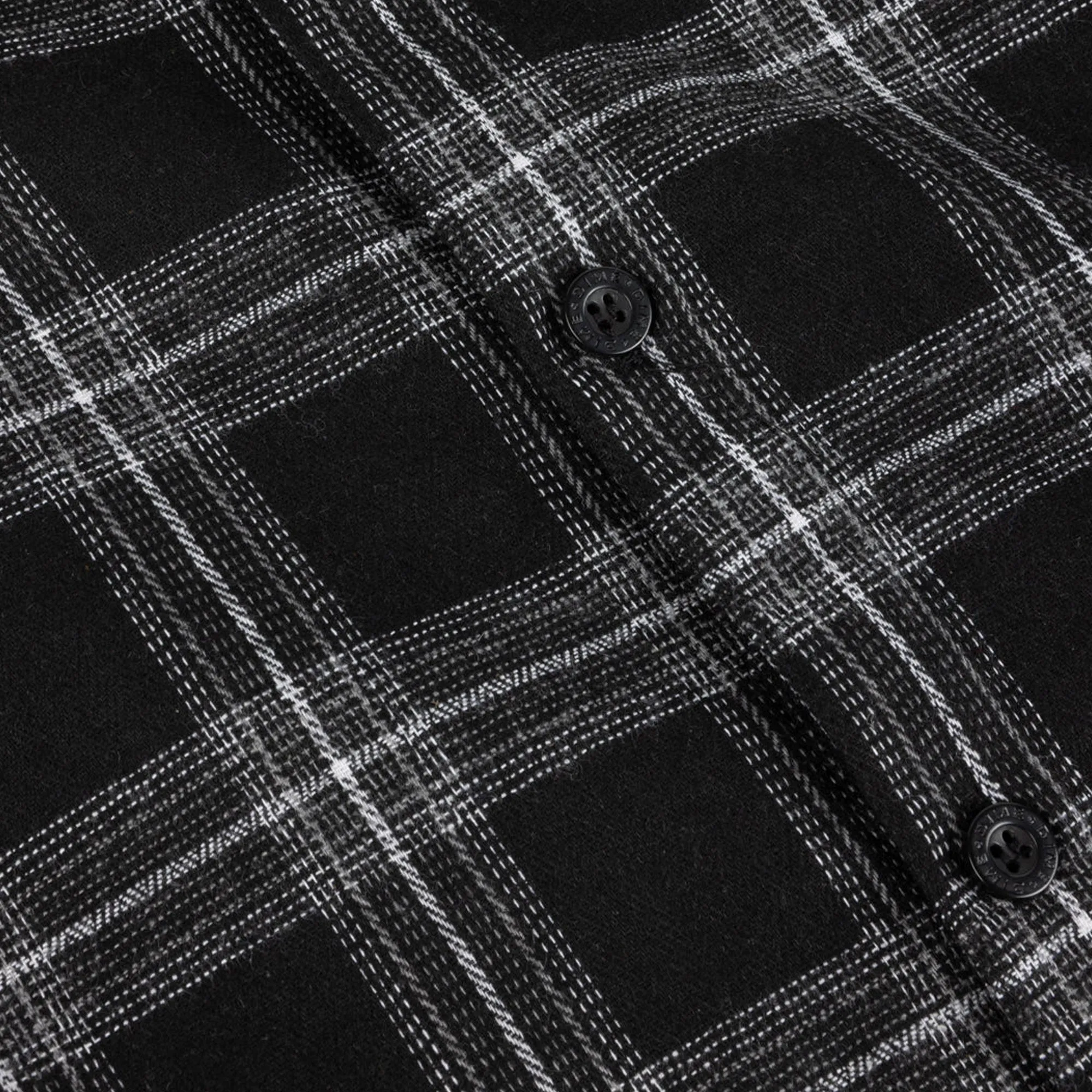 Stretchy Cloth Dime Plaid Flannel Shirt - Black