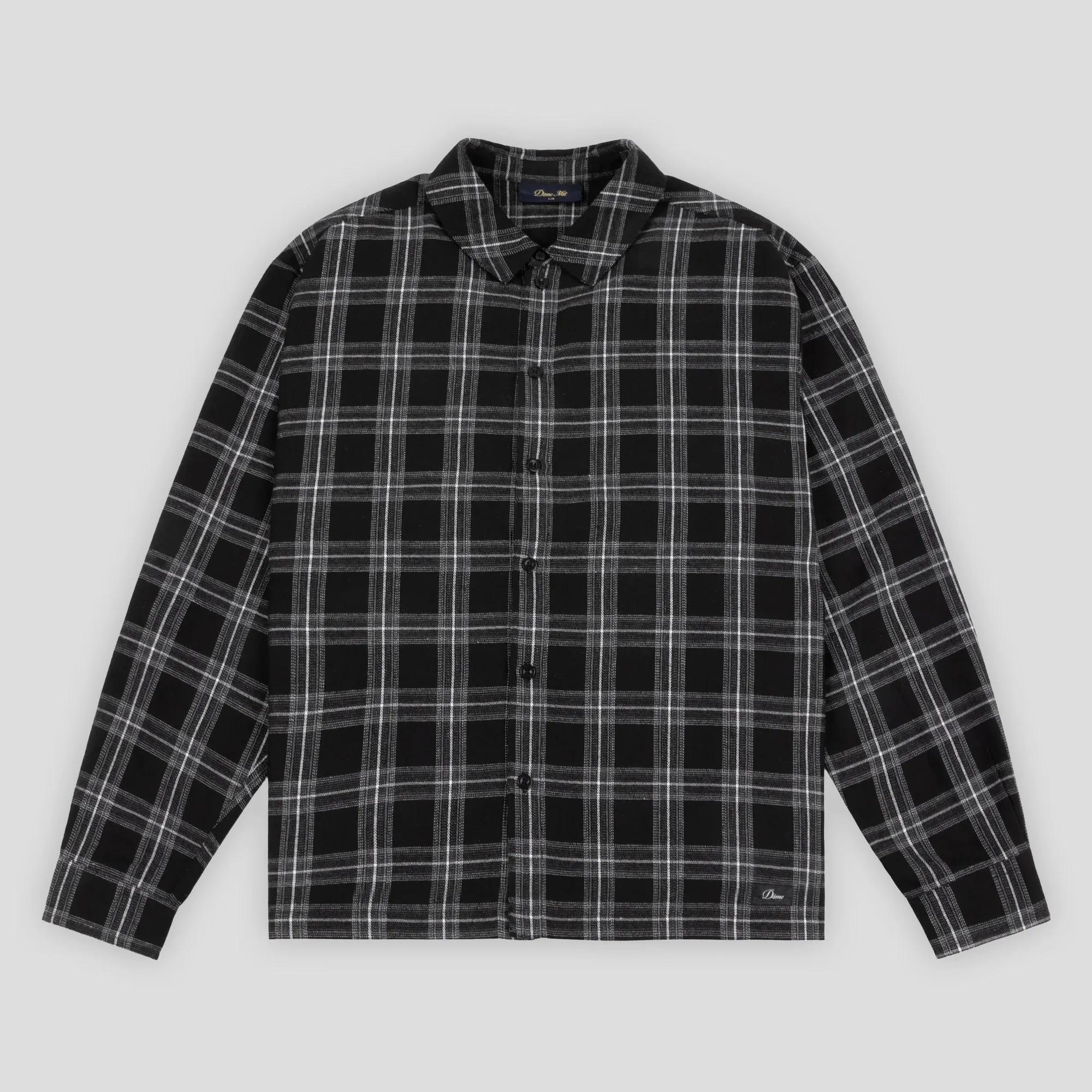 Airflow Ventilation System Seamless Shoulder Construction Dime Plaid Flannel Shirt - Black