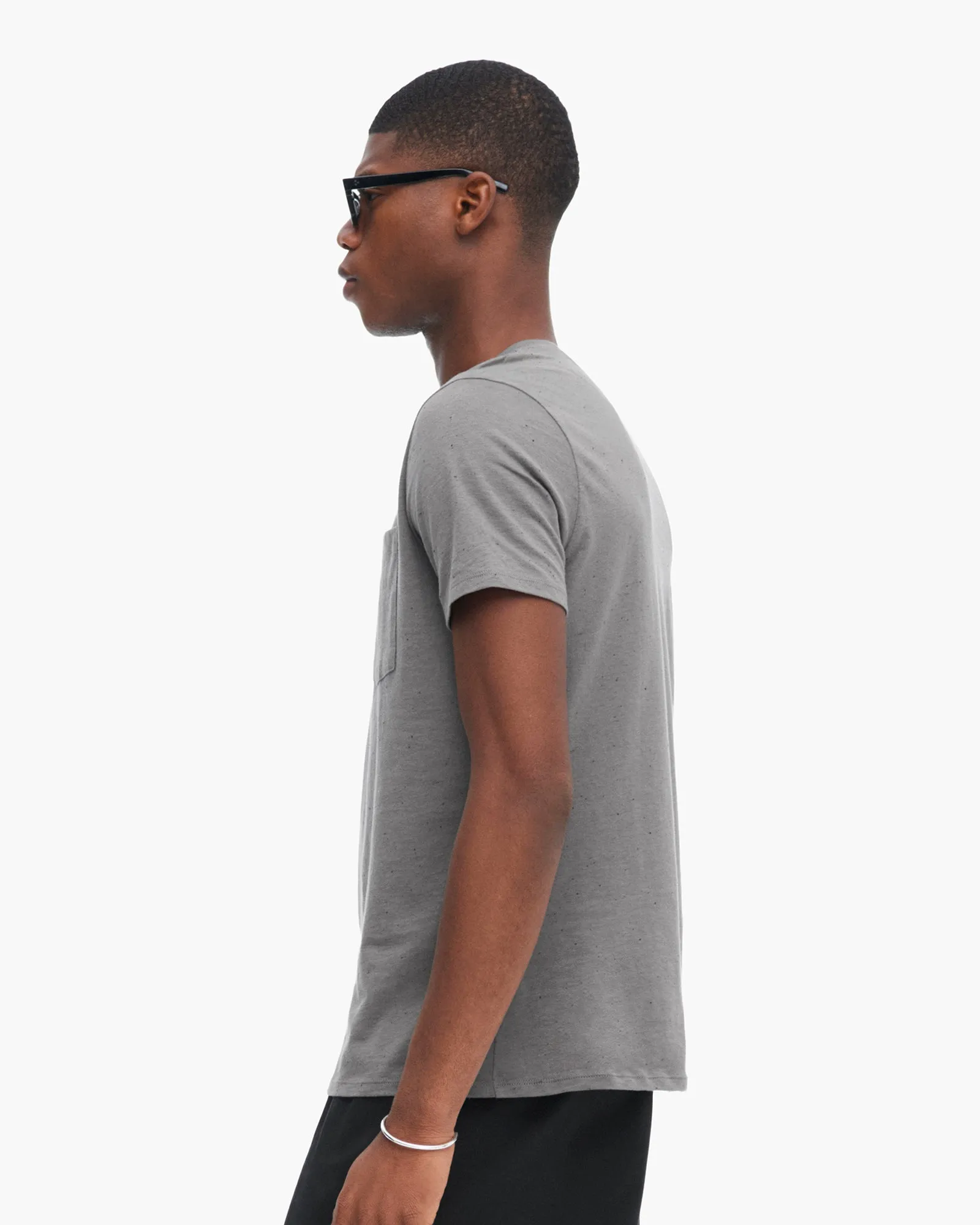 Cozy Stretch Donegal Jersey Short Sleeve Pocket Tee - Steel