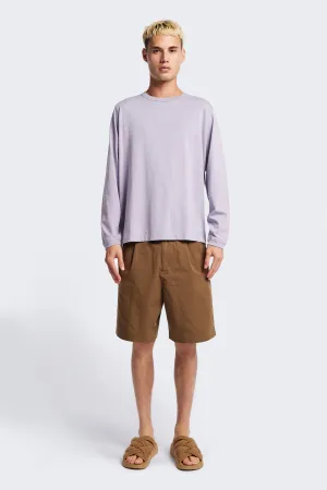 Minimal Waist Fit Freedom Degree Pleat Short Brown