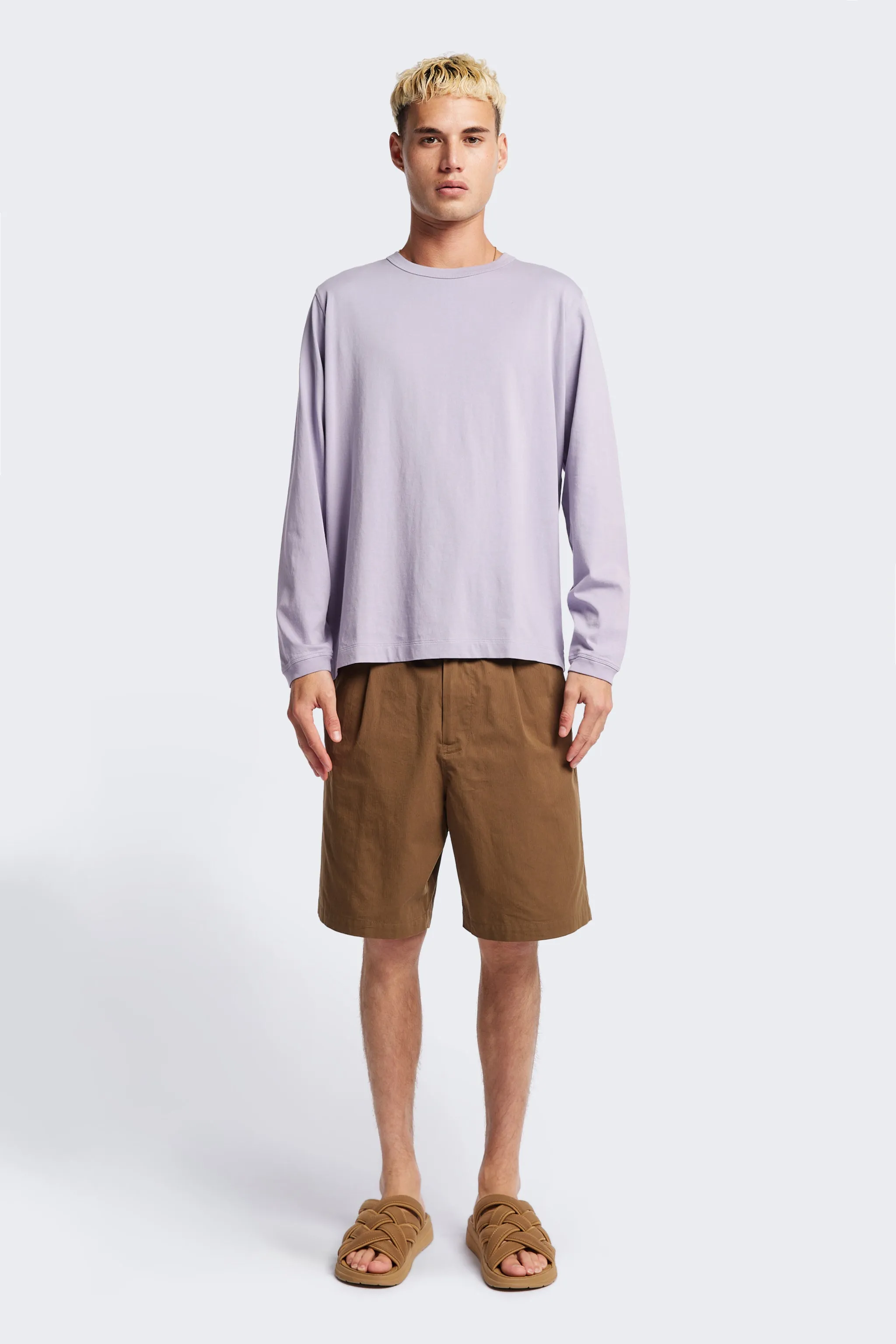 Minimal Waist Fit Freedom Degree Pleat Short Brown