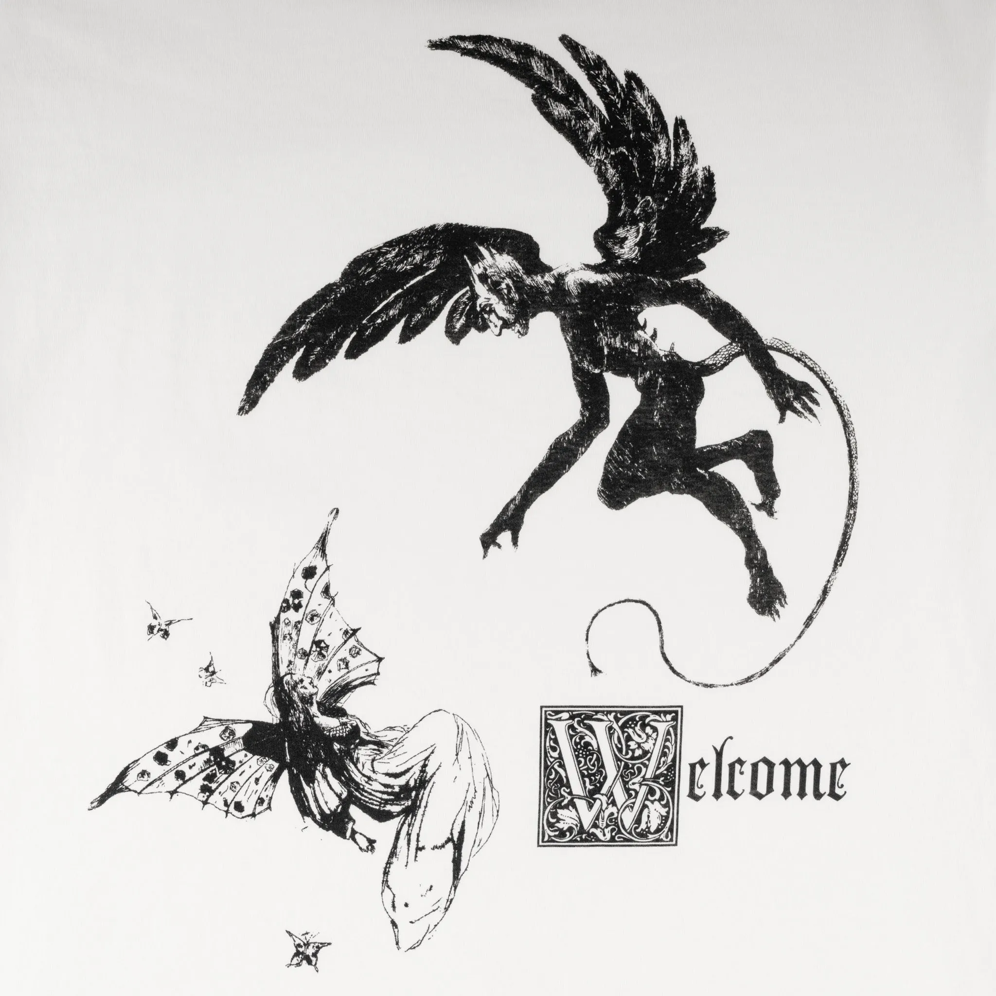 OdorResistant Versatile Layering Piece Fairy Printed Boxy Garment-Dyed Tee - White