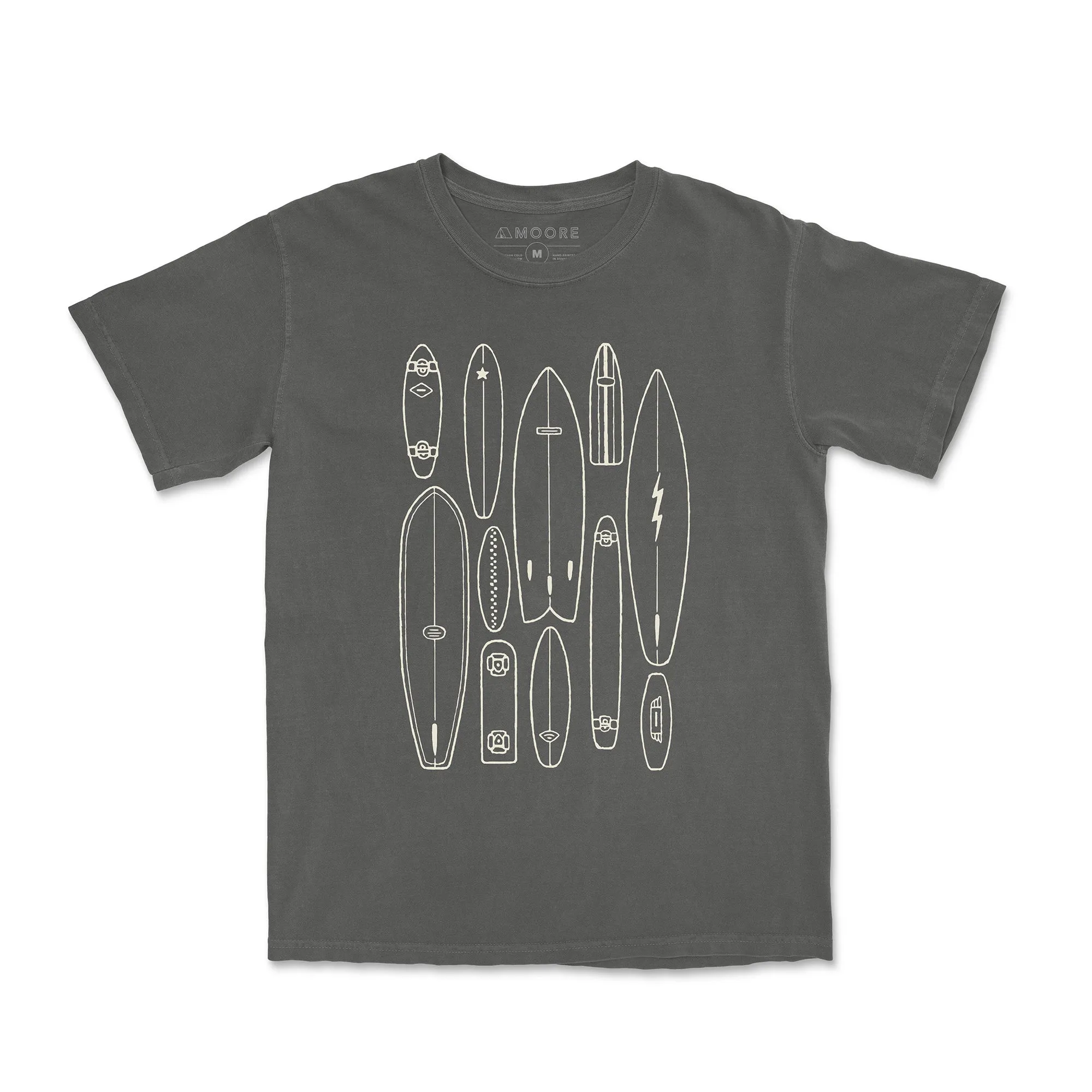 Boards Tee-Vintage Dark Gray Taped Neckline Circular Knit Construction