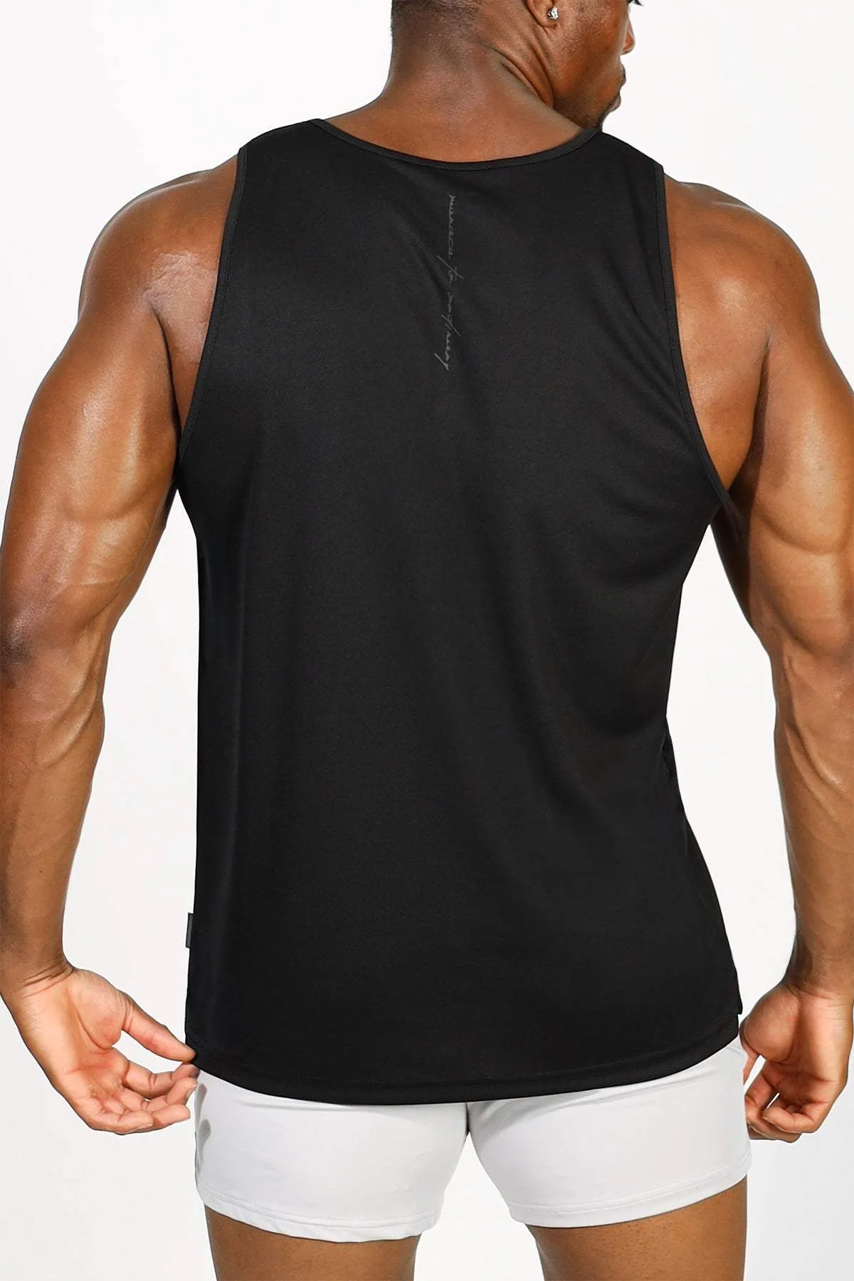 Flexible Mobility Design Crew - friendly Alpha Microfiber Fast-Dry Gym Tank Top - Obsidian Black