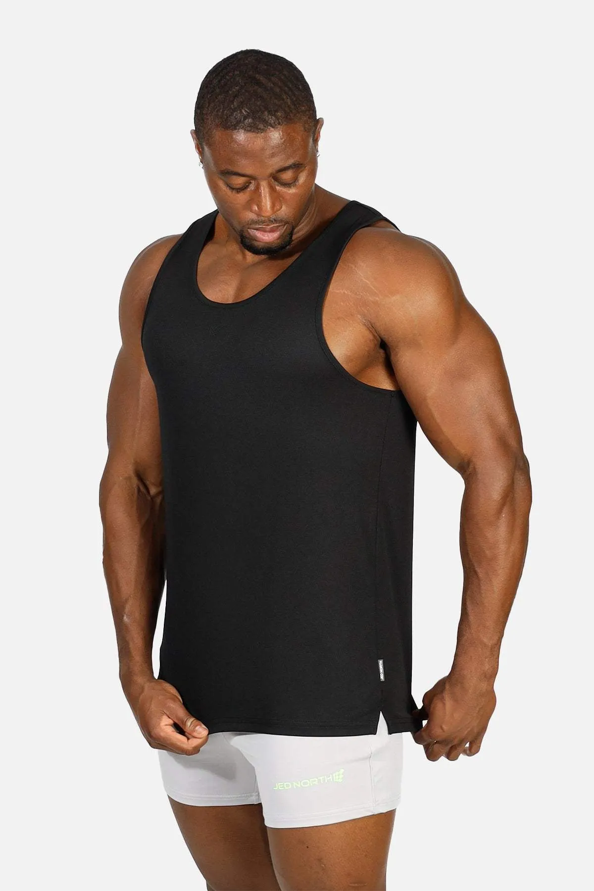 Quick Release Vents Non Restrictive Cut Alpha Microfiber Fast-Dry Gym Tank Top - Obsidian Black