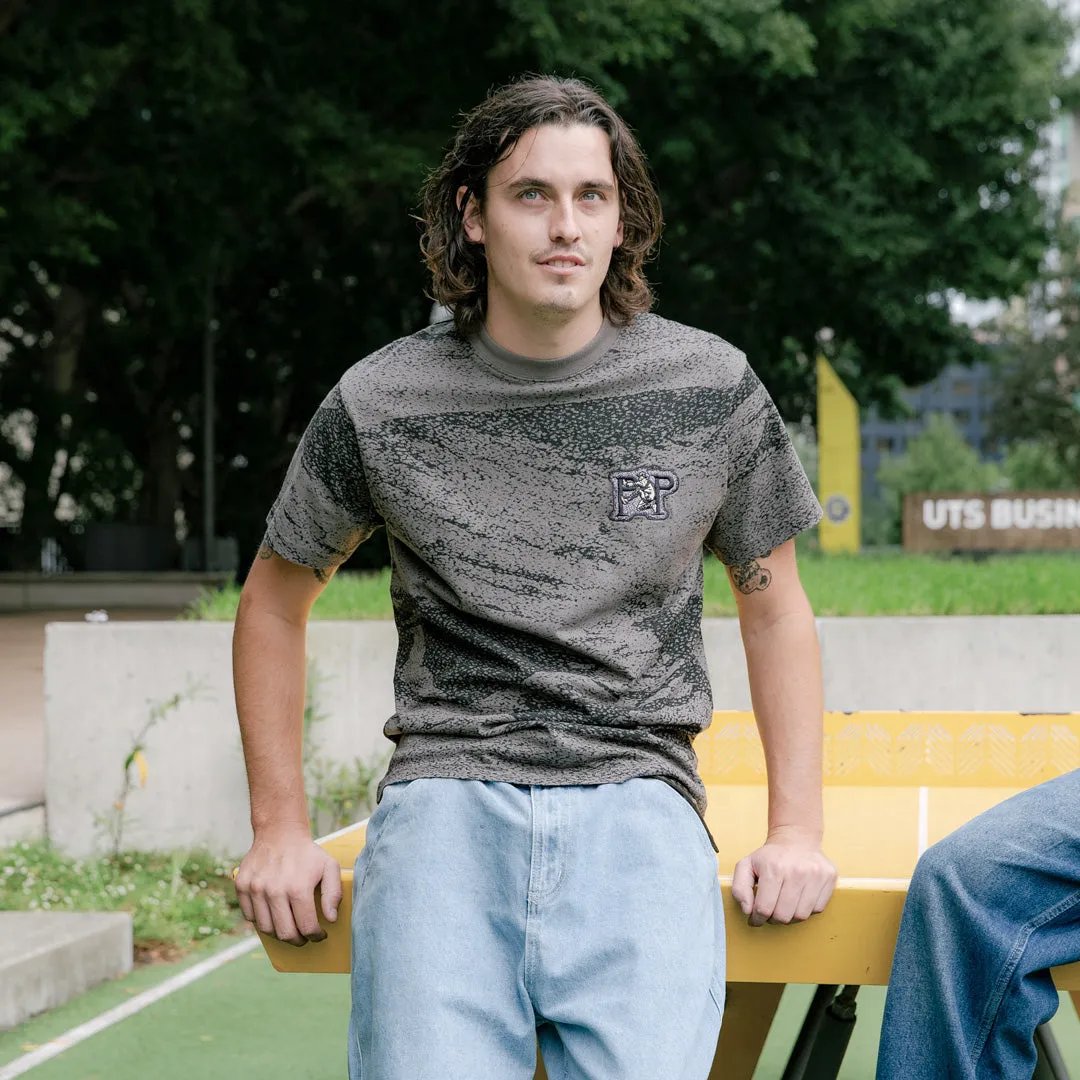 Pass~Port Cave~in Tee - Charcoal Casual Performance Subtle Embroidery