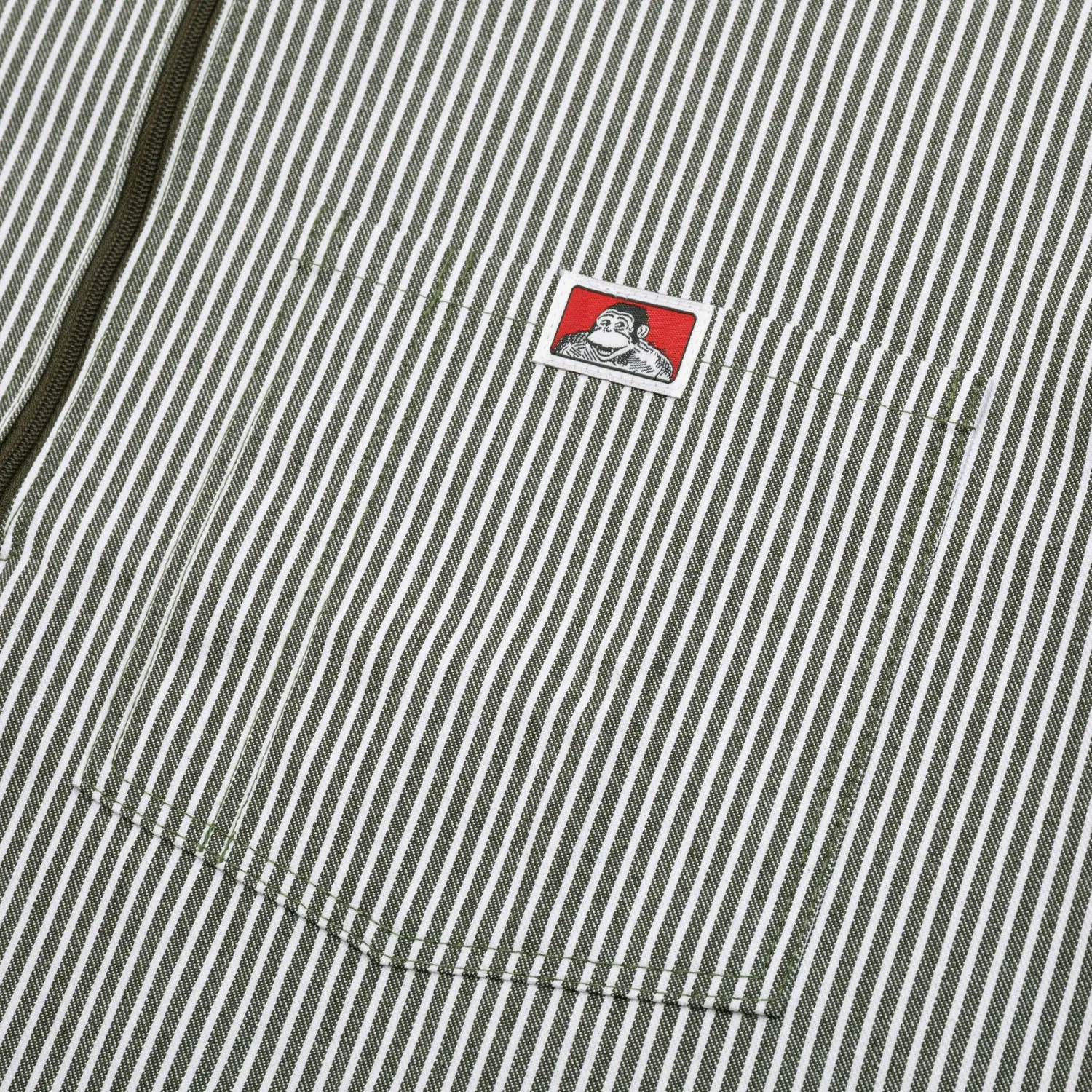 Ultra Soft Interior Ben Davis Striped 1/2 Zip Short-Sleeve Shirt - Green