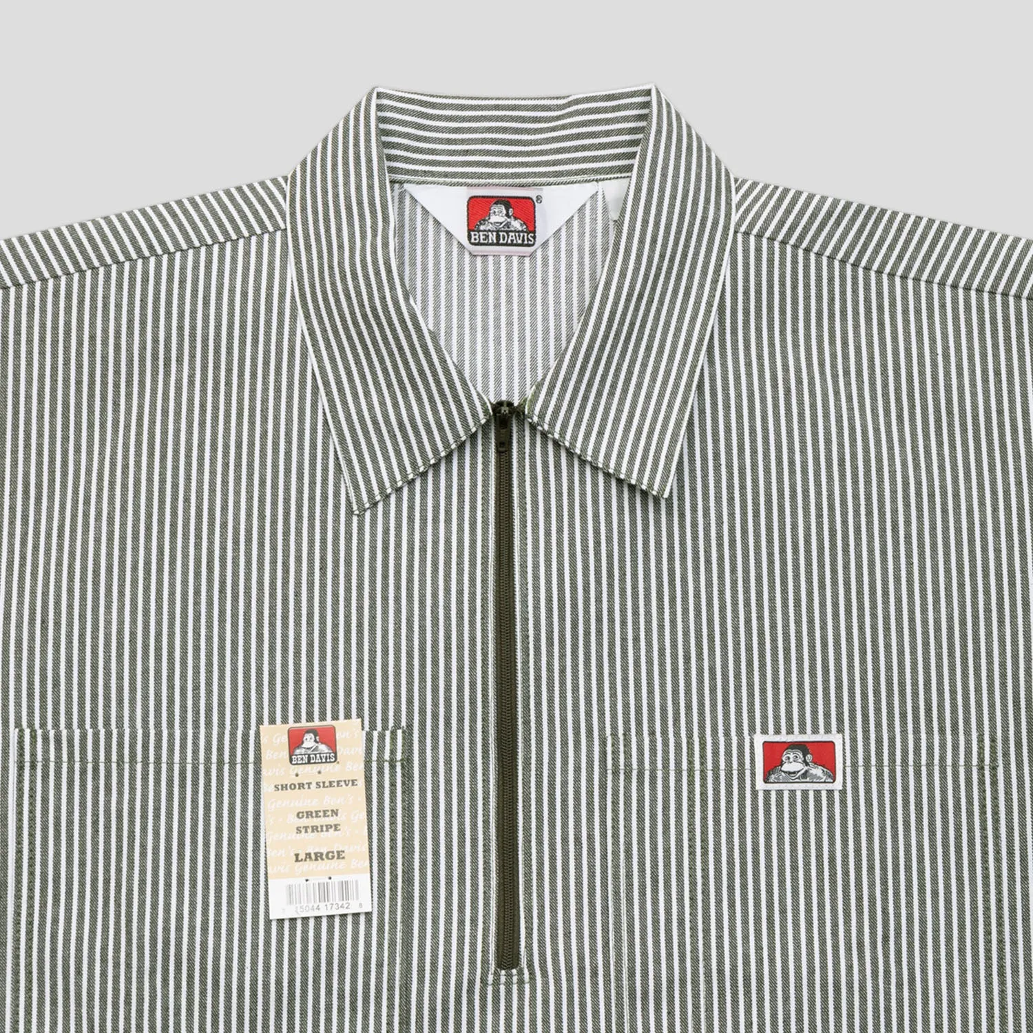 Casual Vibe Ben Davis Striped 1/2 Zip Short-Sleeve Shirt - Green