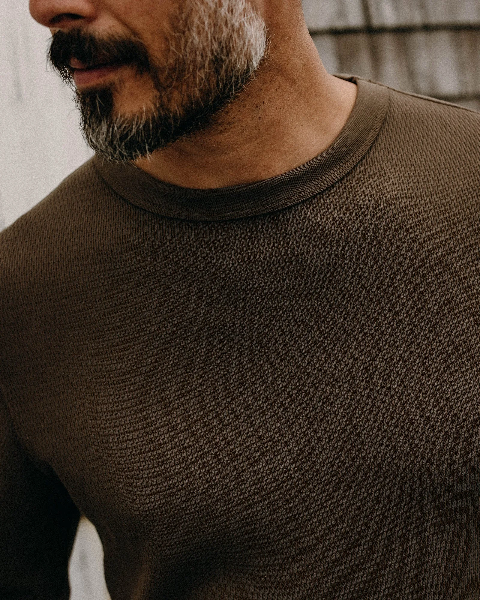 The Organic Cotton Crew in Fatigue Olive Waffle sporty and comfortable Breathable mesh