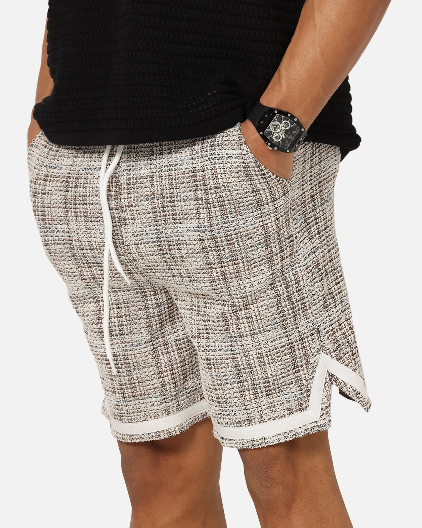 Office Attire XXIII Textured Ball Shorts Brown/Cream